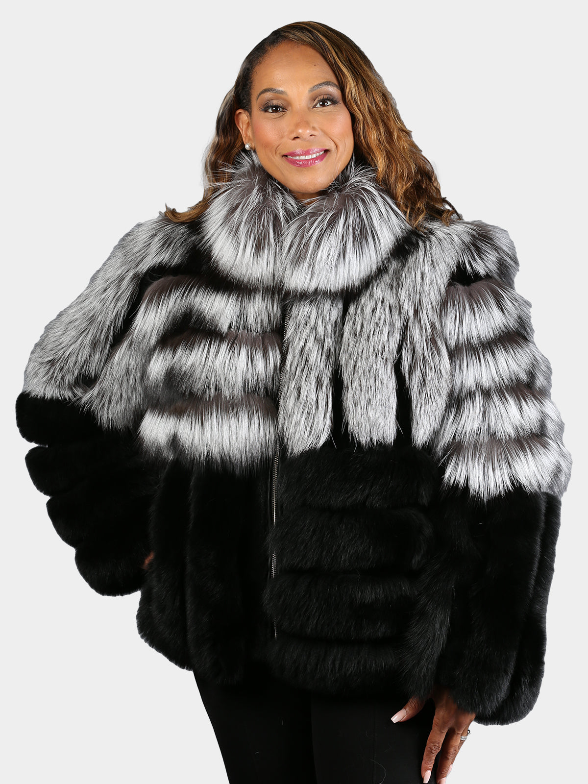 Women's Natural Silver Fox & Black Fox Jacket