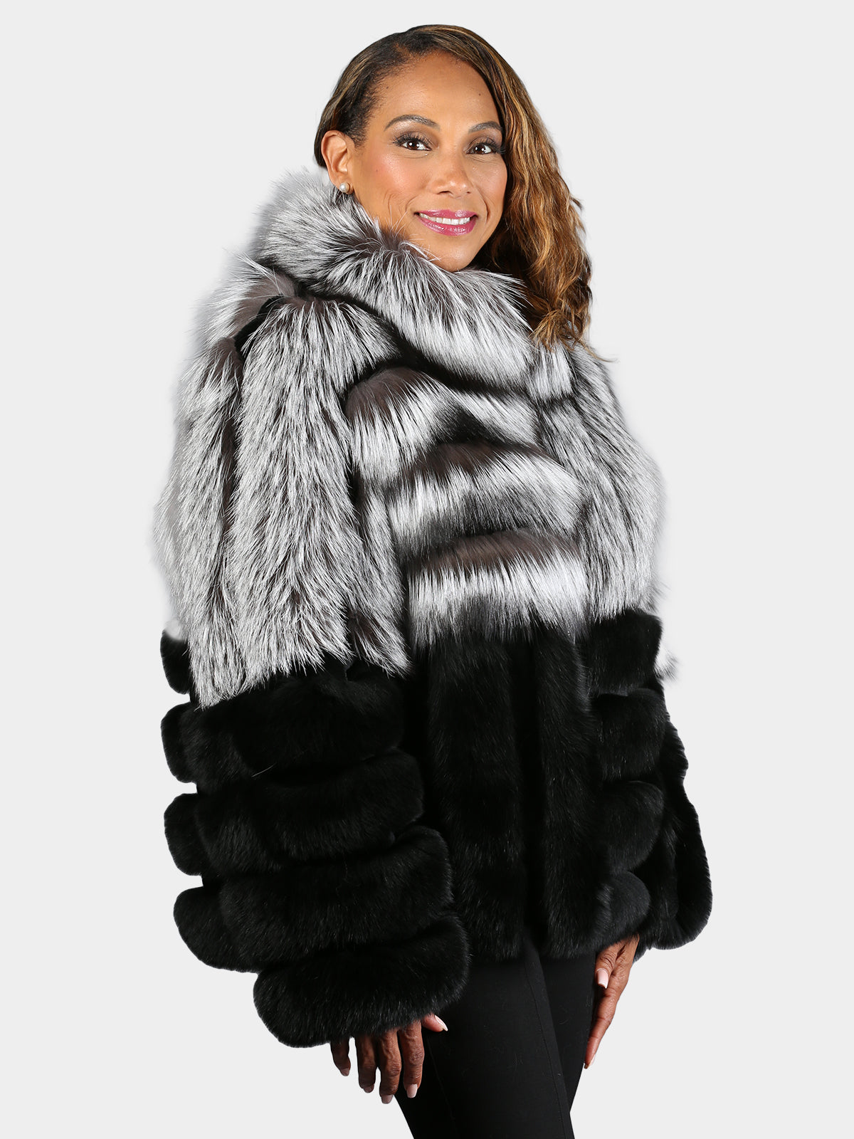 Women's Natural Silver Fox & Black Fox Jacket