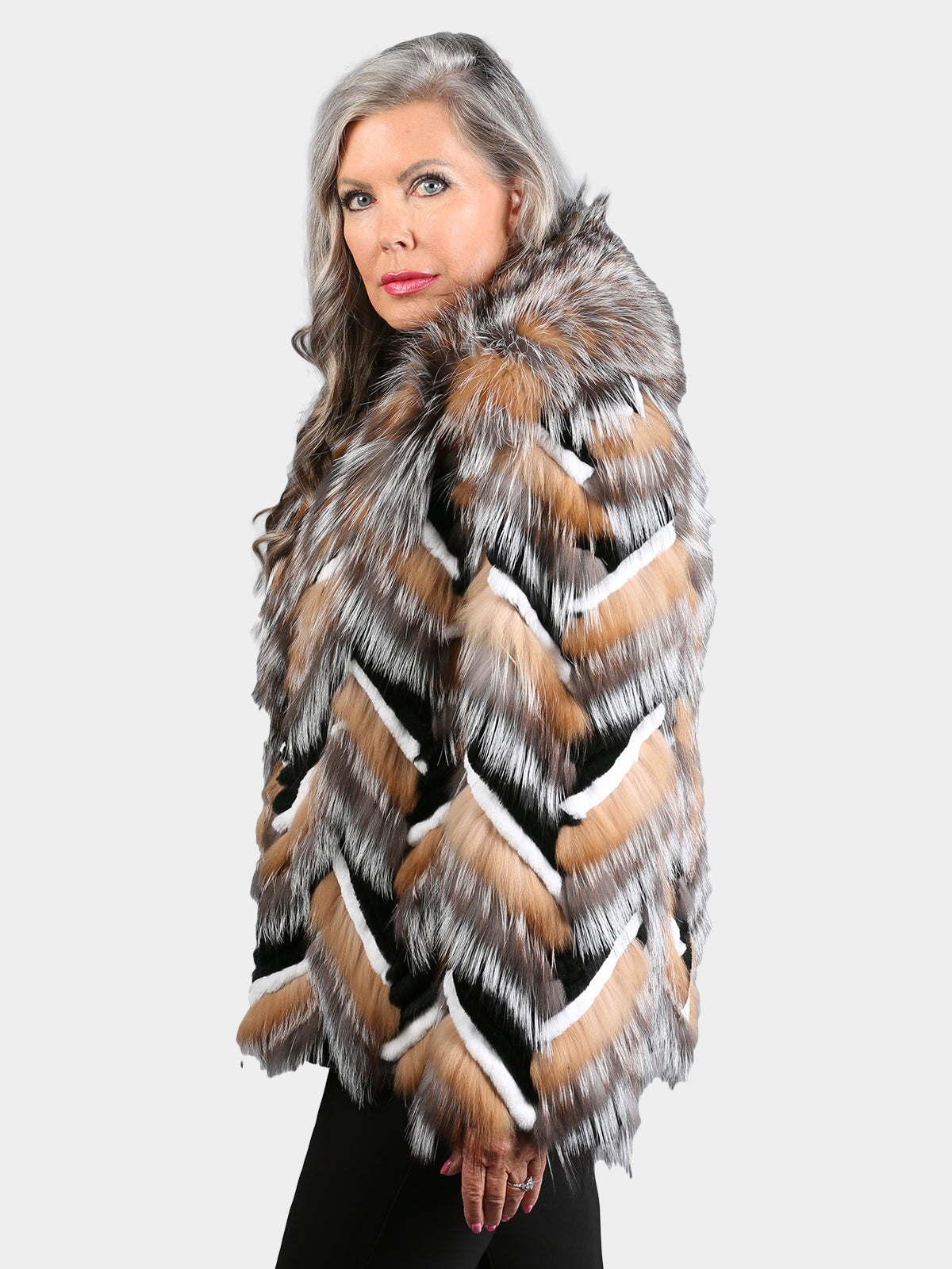 Women's Silver & Crystal Fox Jacket