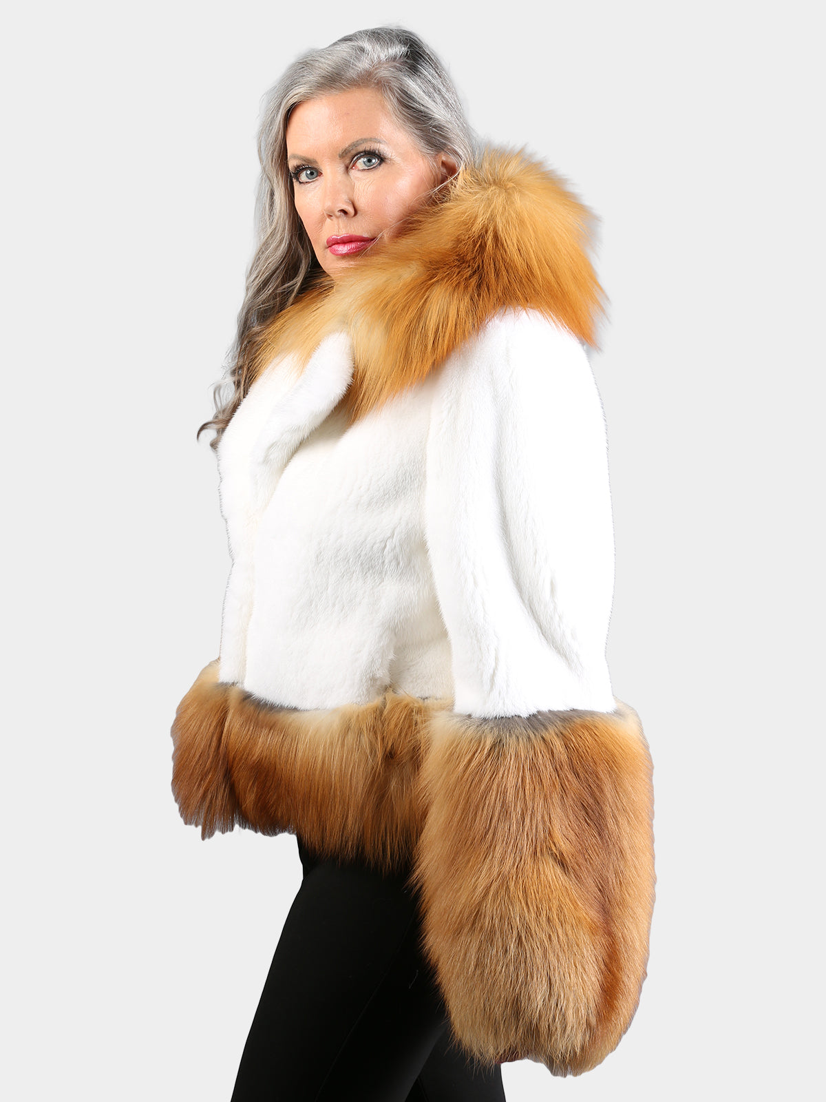 Women's Natural Red Fox and White Jacket