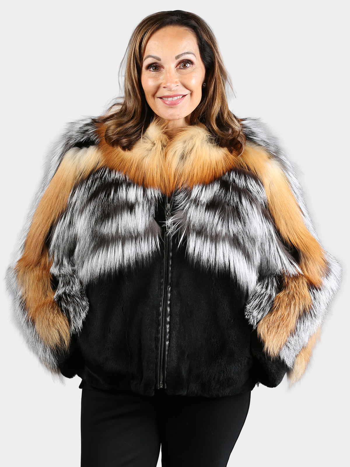 Women's Natural Silver & Red Fox Jacket