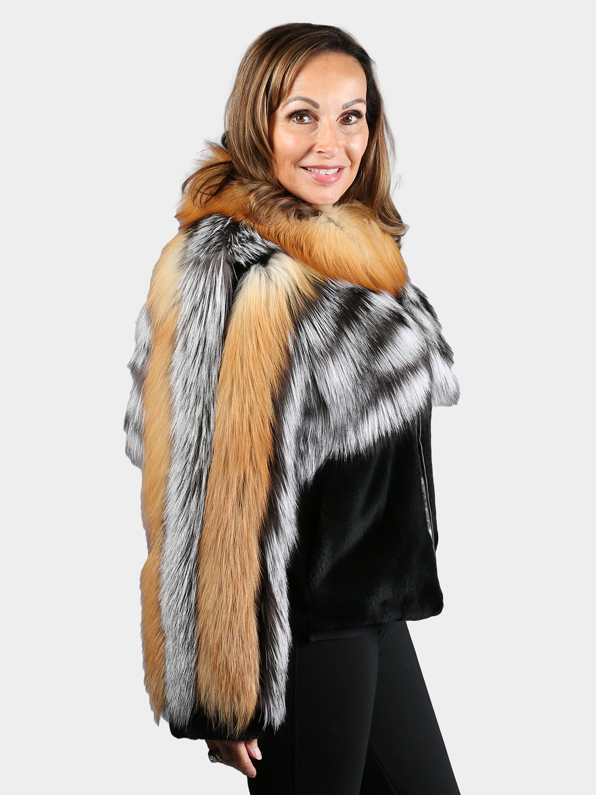 Women's Natural Silver & Red Fox Jacket