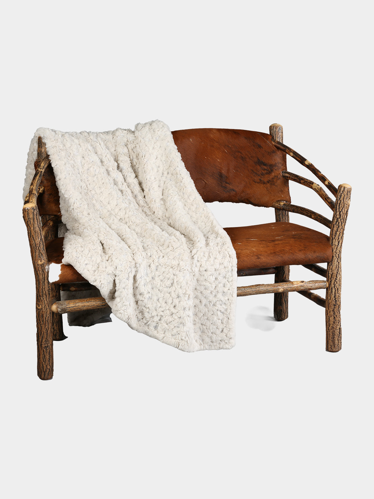 Women's White Knitted Rex Rabbit Fur Blanket