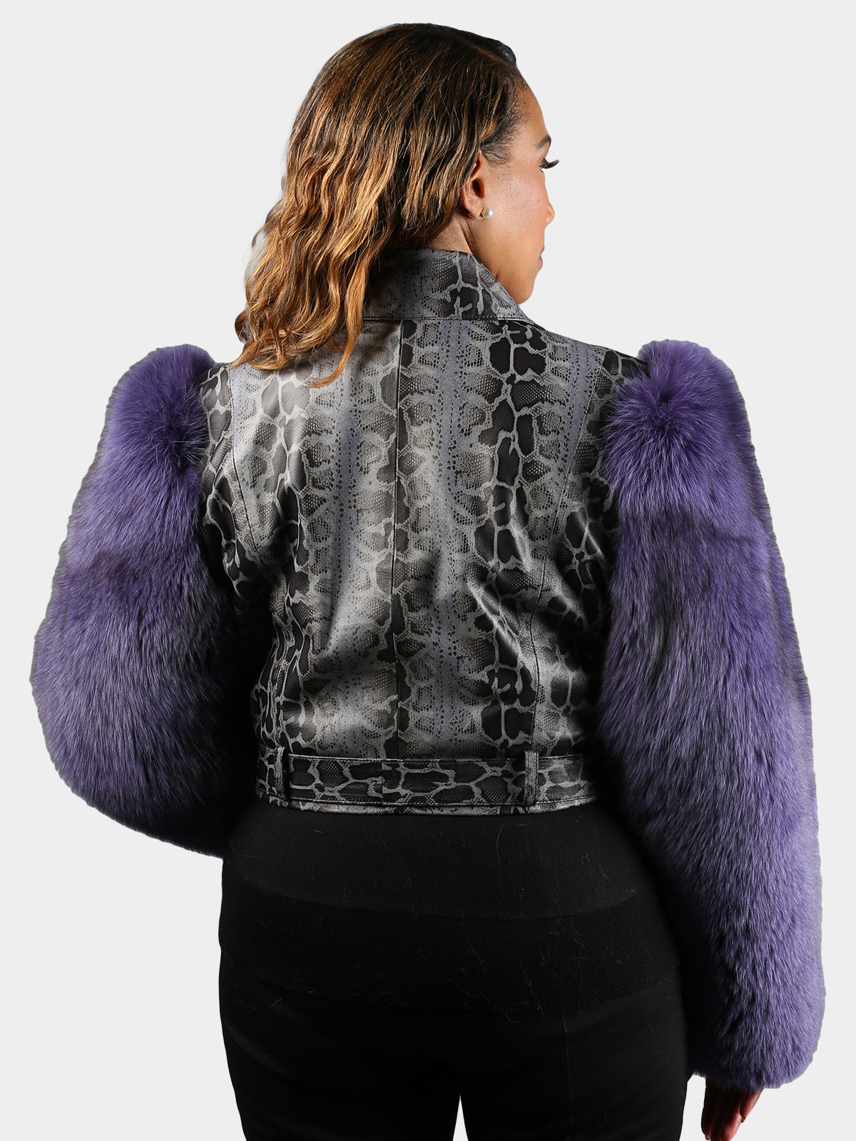 Women's Snake Skin Embossed Leather Jacket