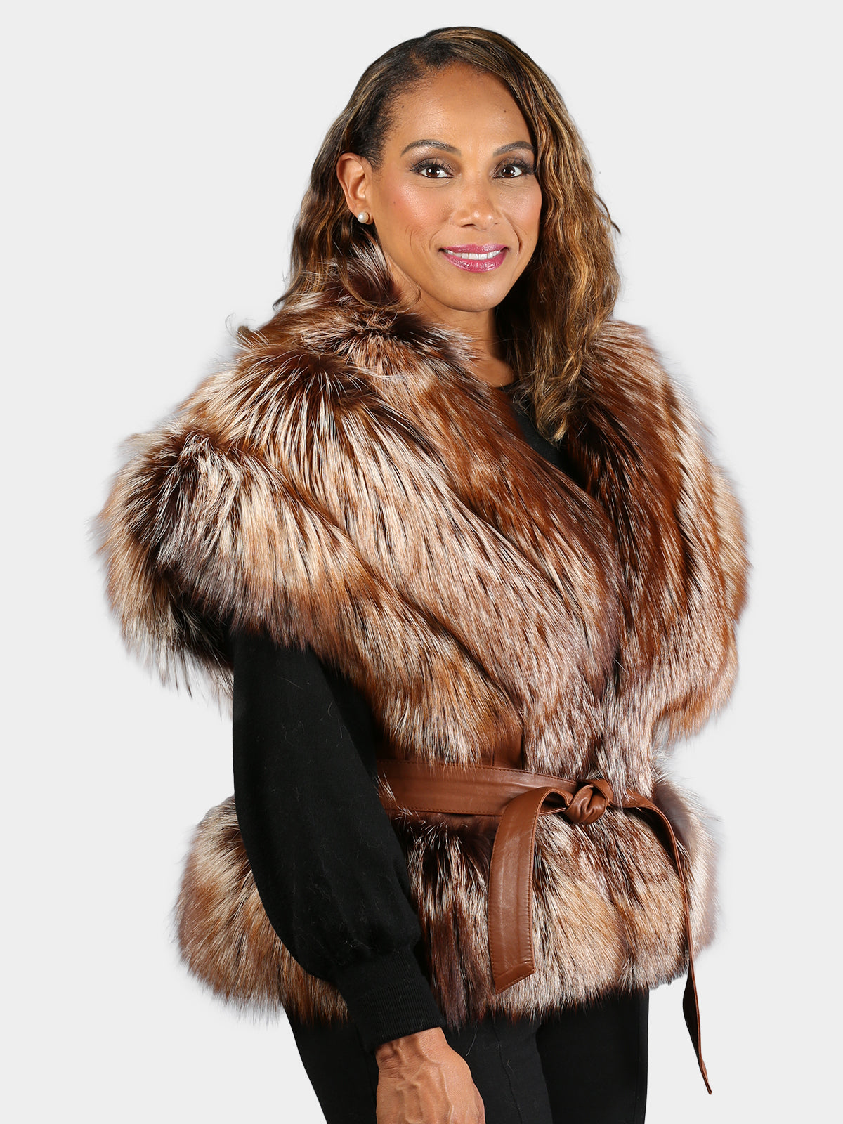 Women's Crystal Fox Fur Vest