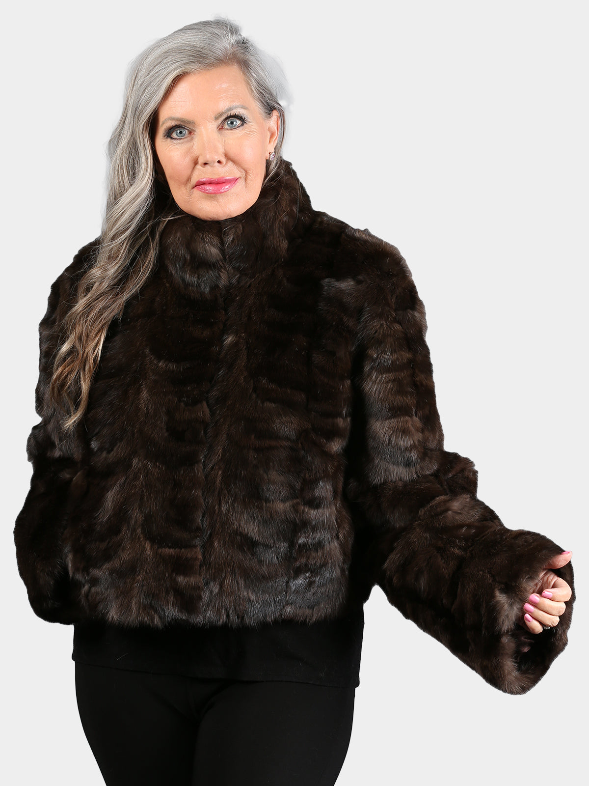 Women's Natural Sculptured Sable Fur Jacket