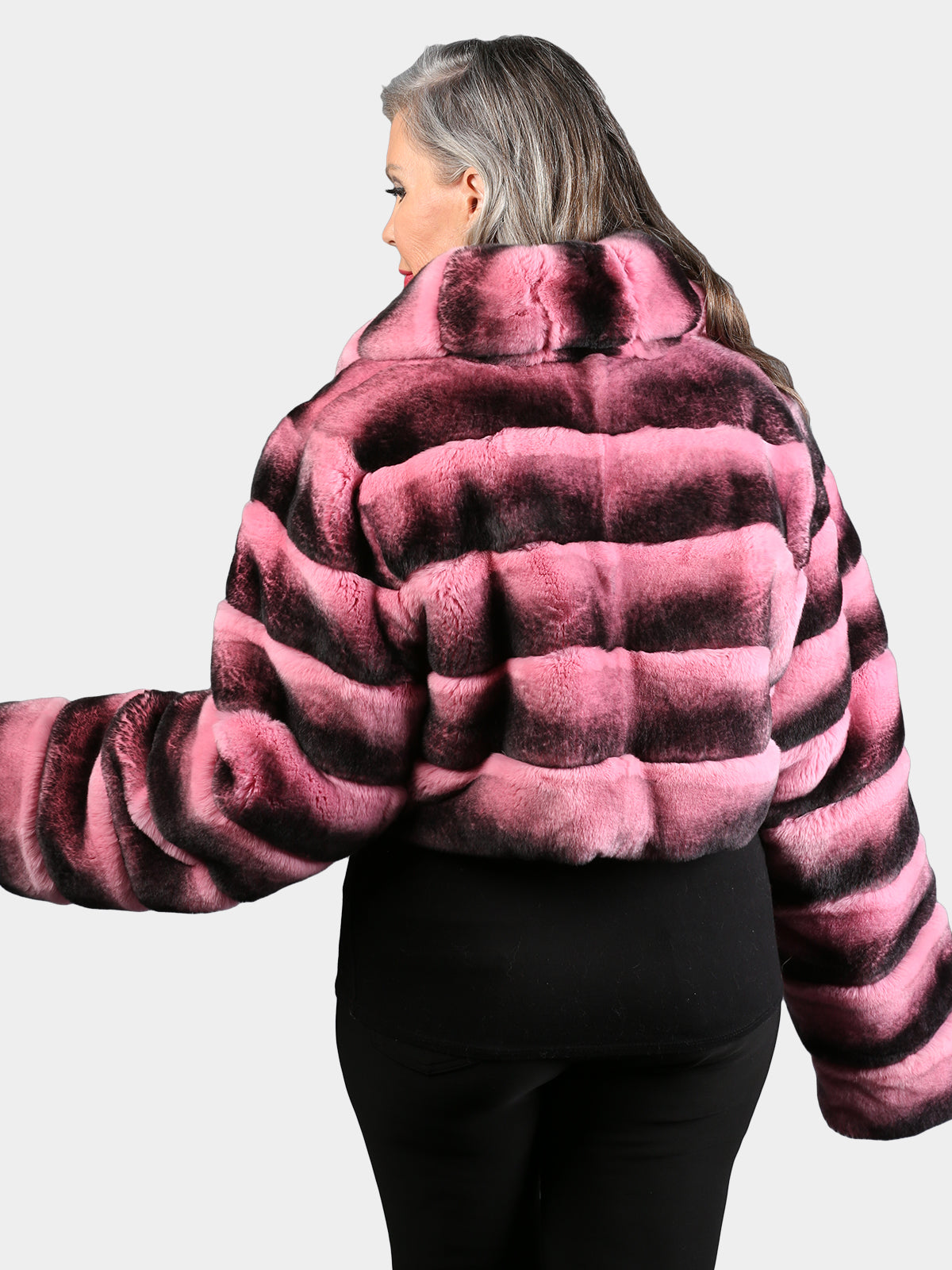 Women's Pink Dyed Rex Rabbit Fur Jacket
