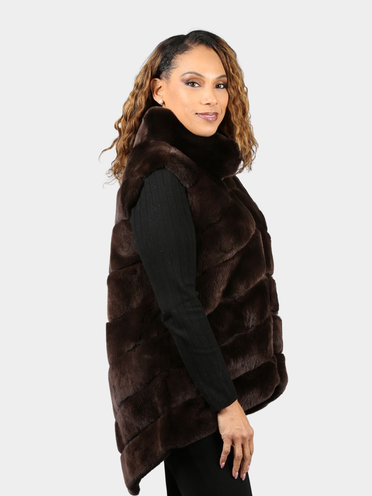 Women's Brown Rex Rabbit Fur Vest