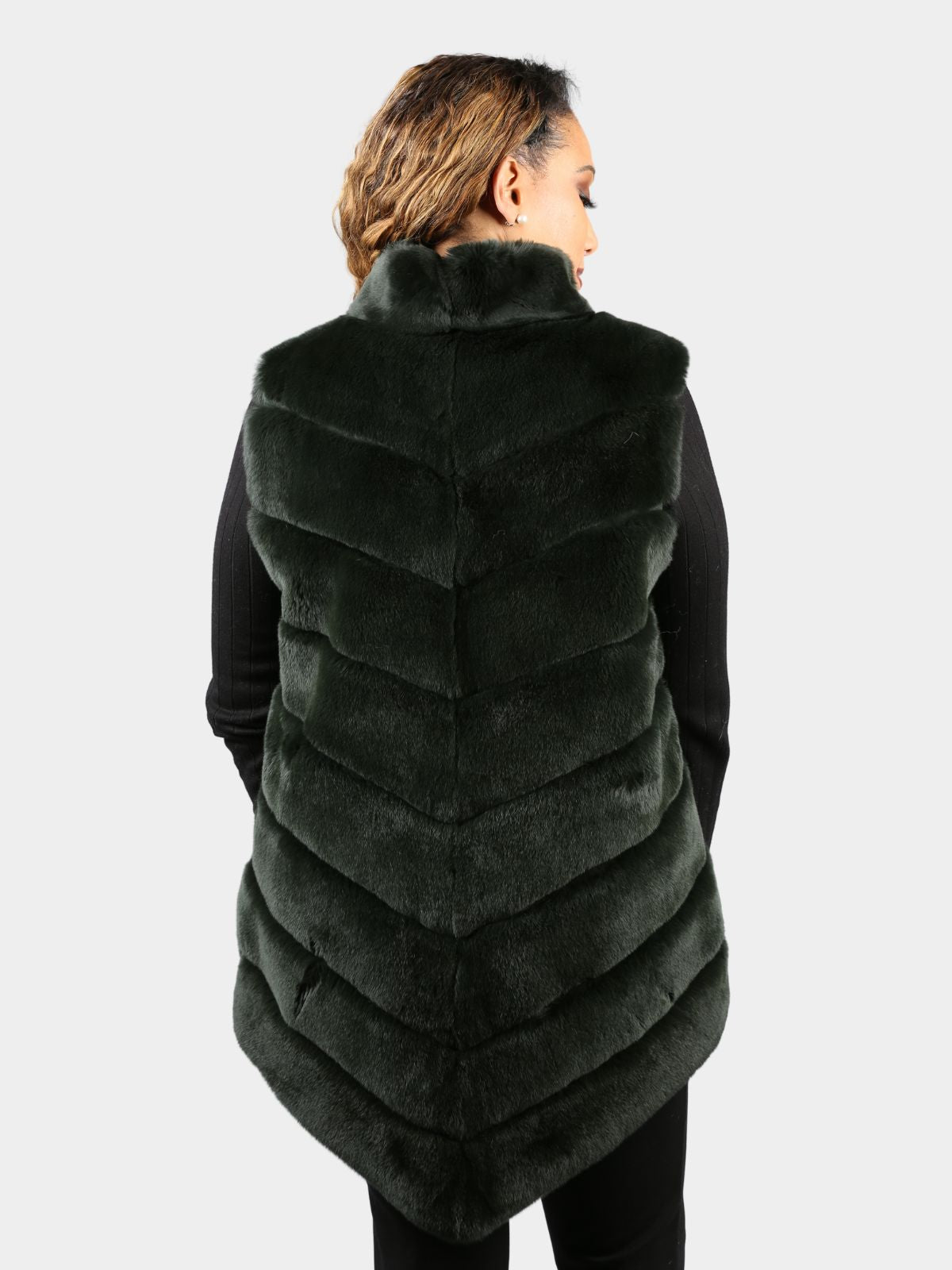 Women's Green Rex Rabbit Fur Vest