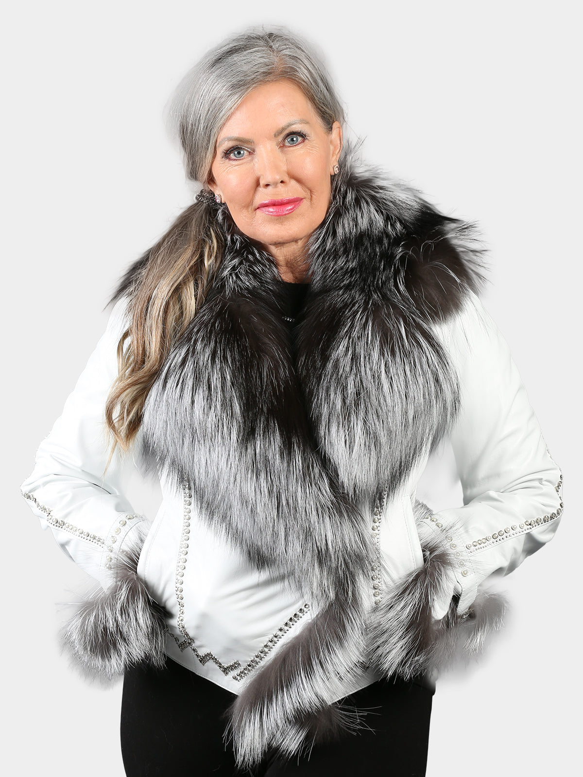 Woman's White Lambskin Leather Jacket