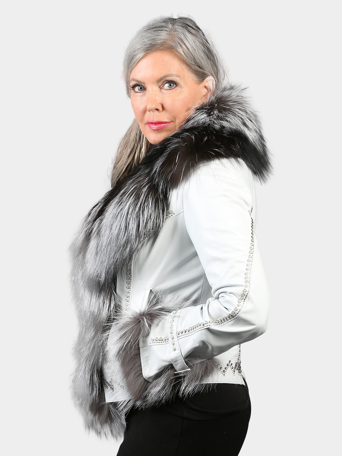 Woman's White Lambskin Leather Jacket