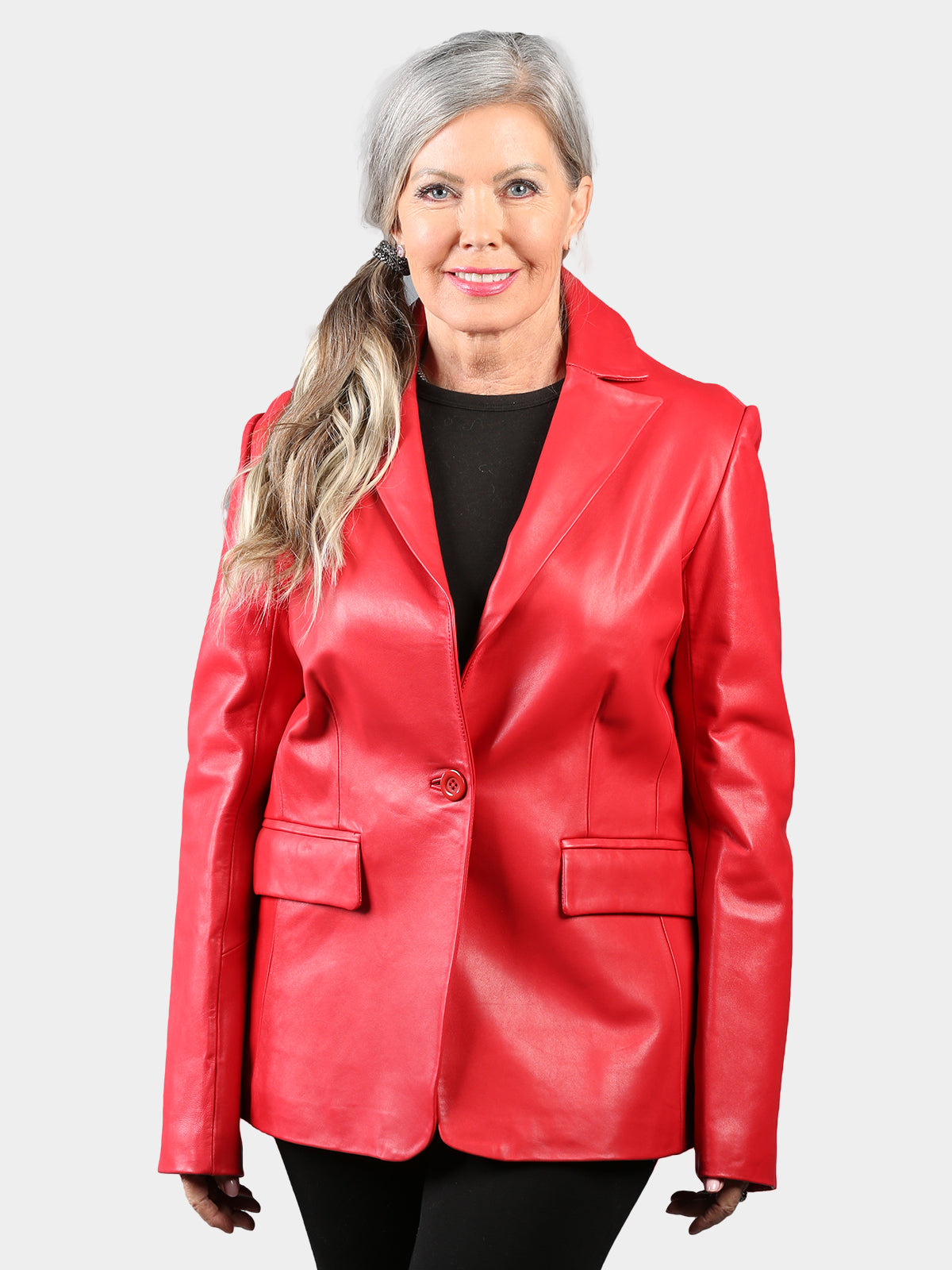 Woman's Red Leather Blazer