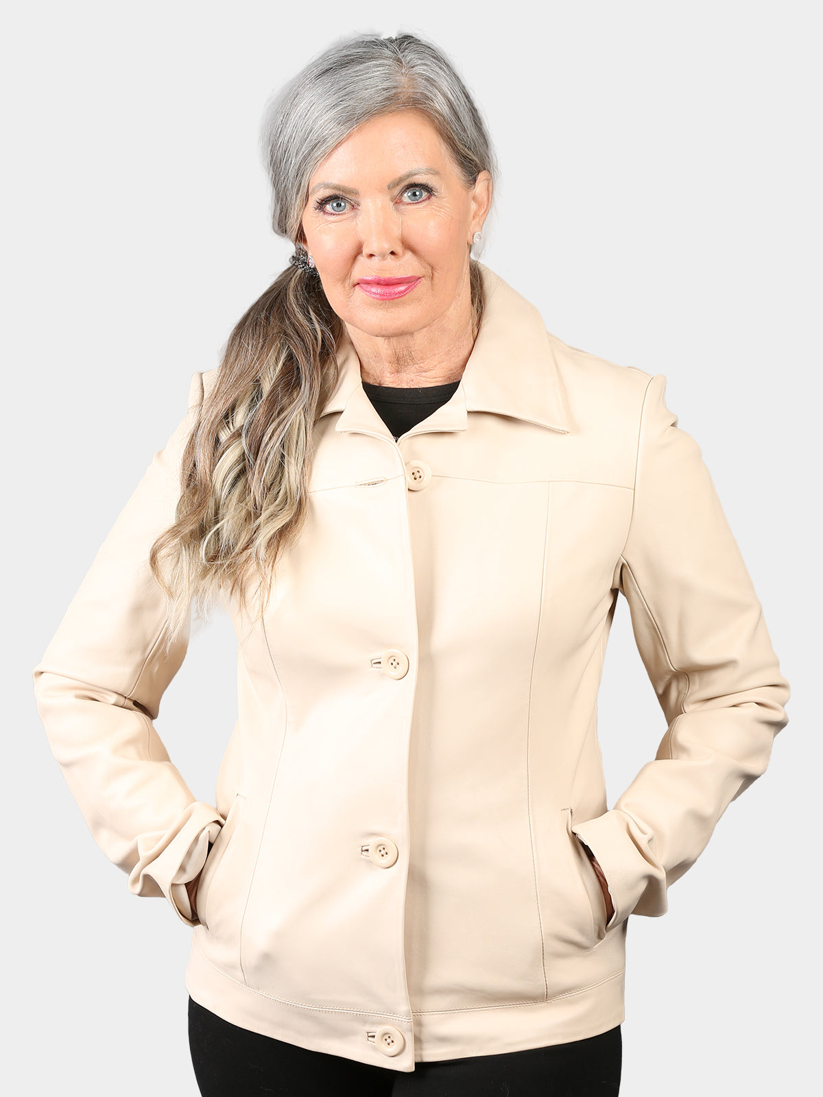 Woman's Cream Leather Jacket