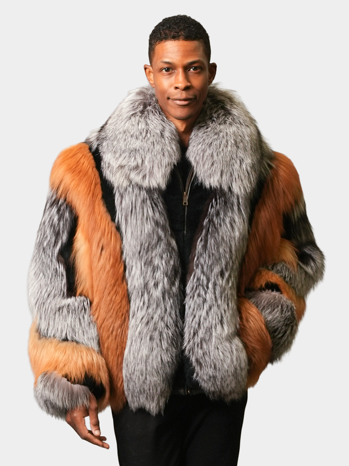 Man's Red & Silver Fox Jacket