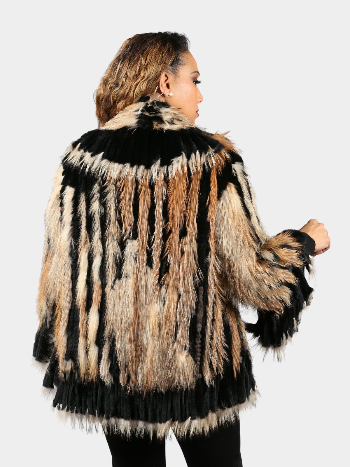 Women's Fox Rex Rabbit Feather Fur Jacket