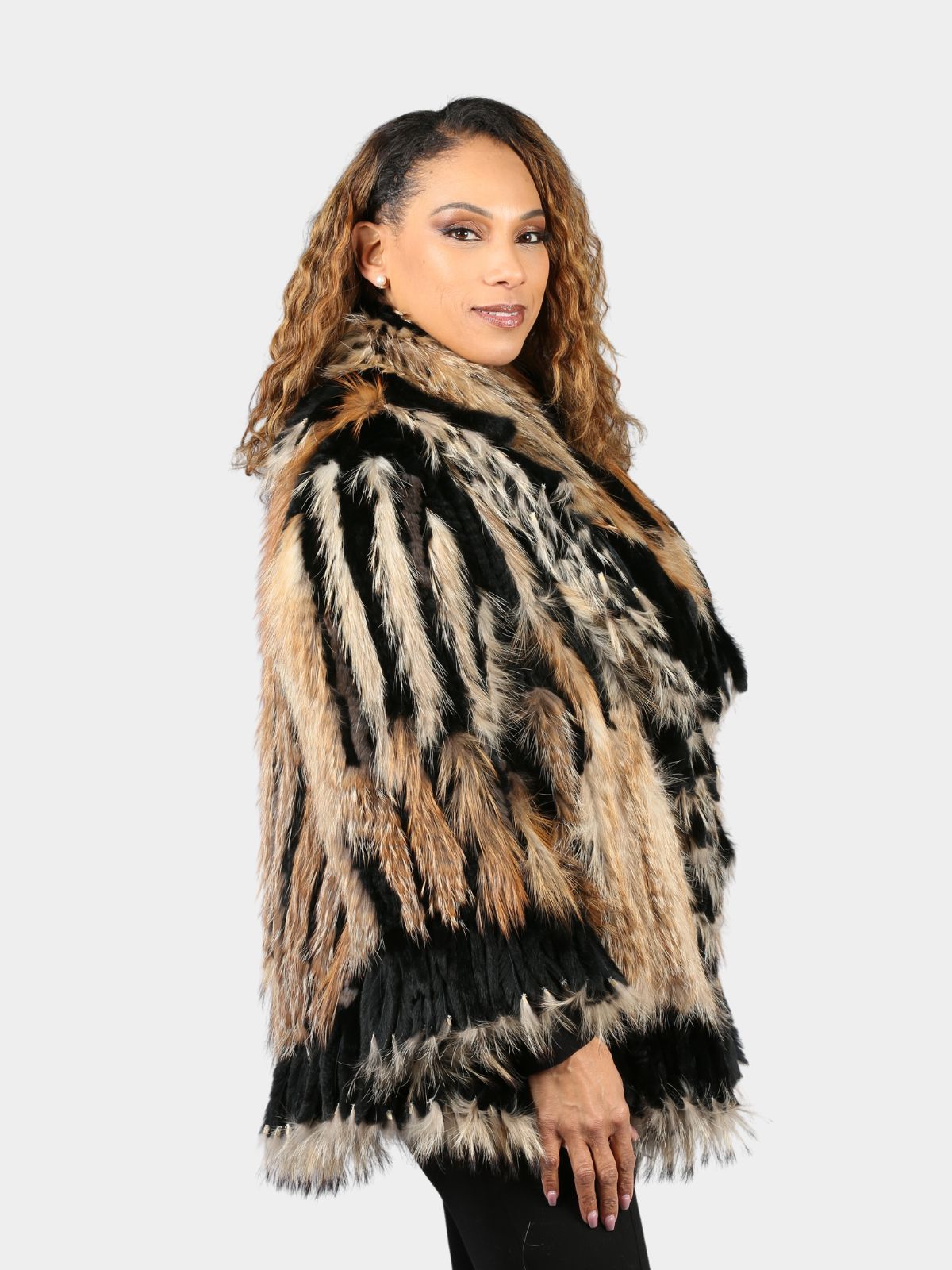 Women's Fox Rex Rabbit Feather Fur Jacket
