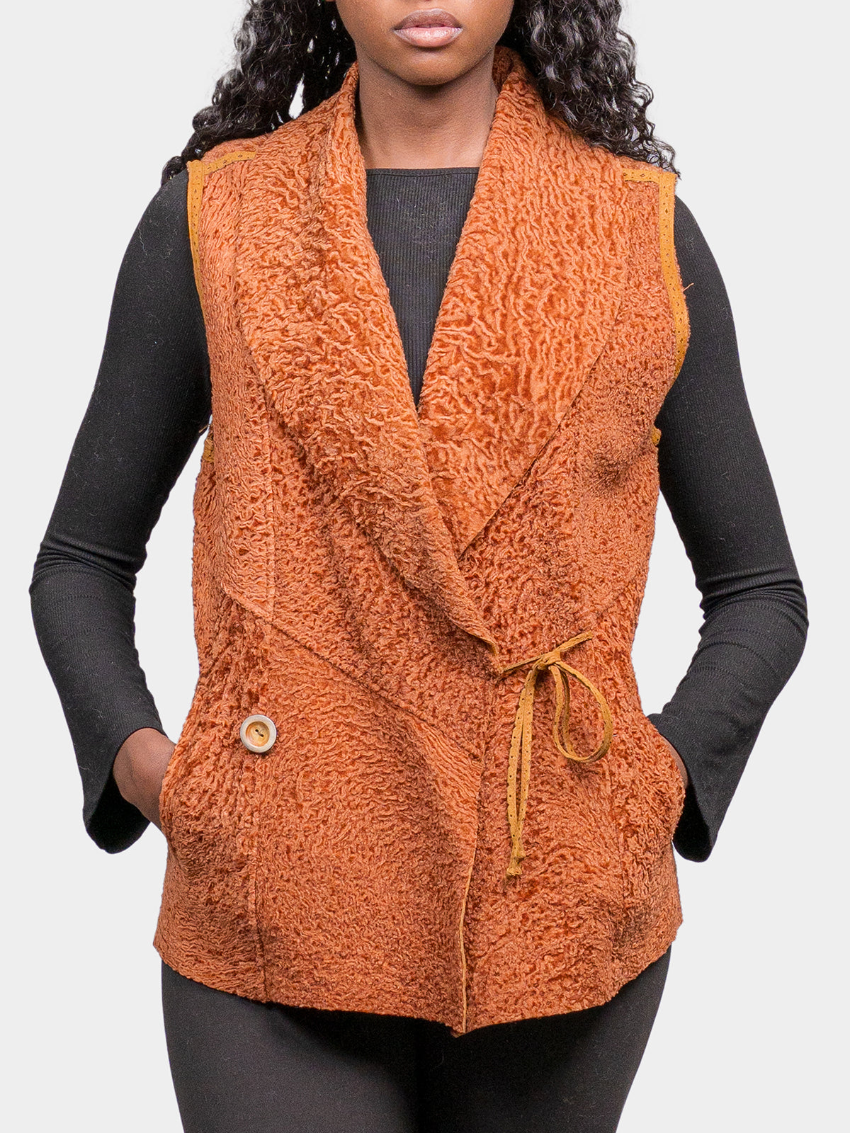Women's Toffee Broadtail Lamb Vest