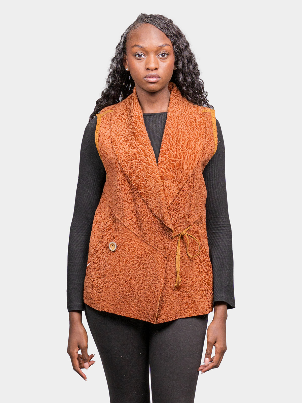 Women's Toffee Broadtail Lamb Vest
