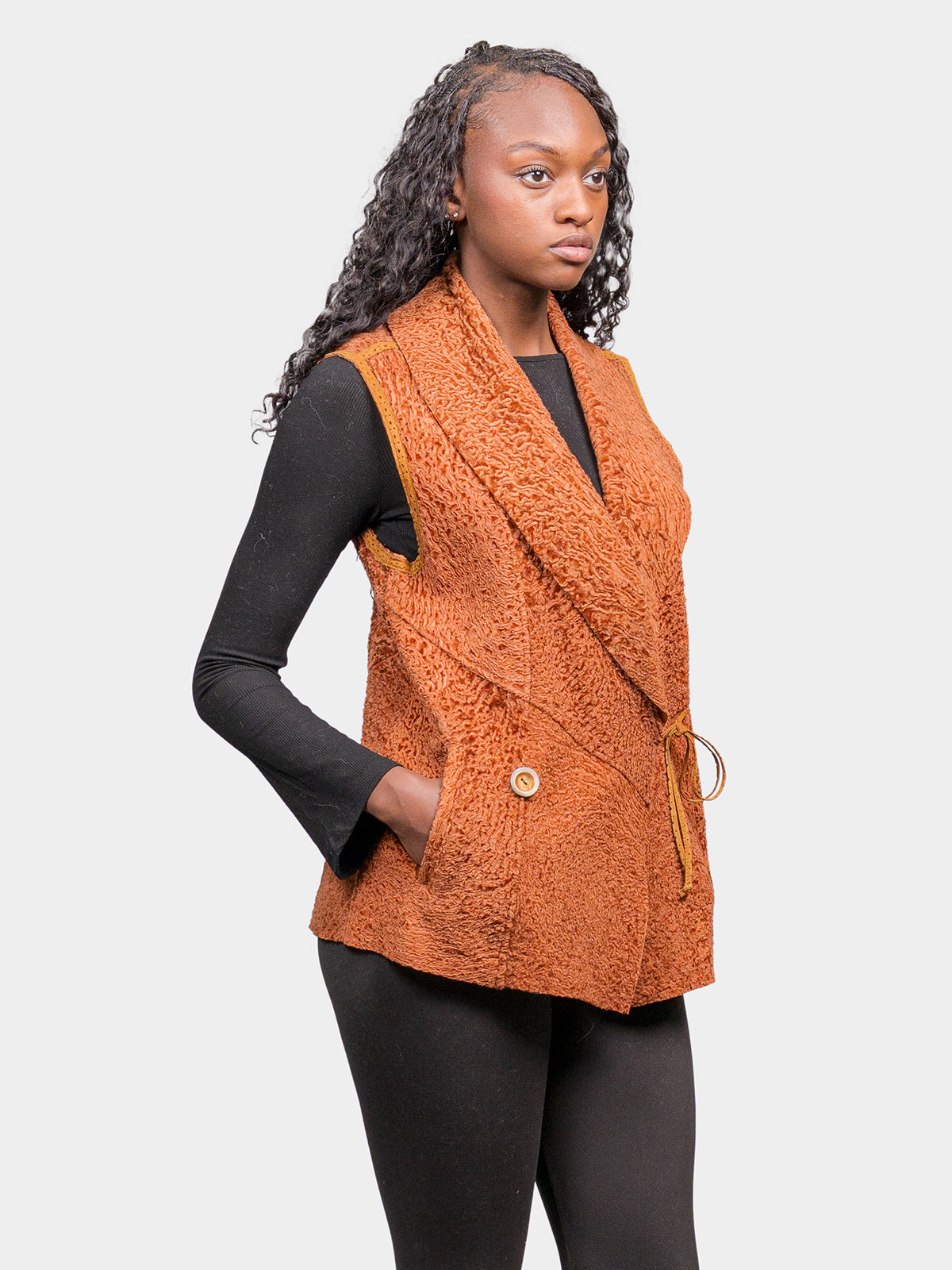 Women's Toffee Broadtail Lamb Vest
