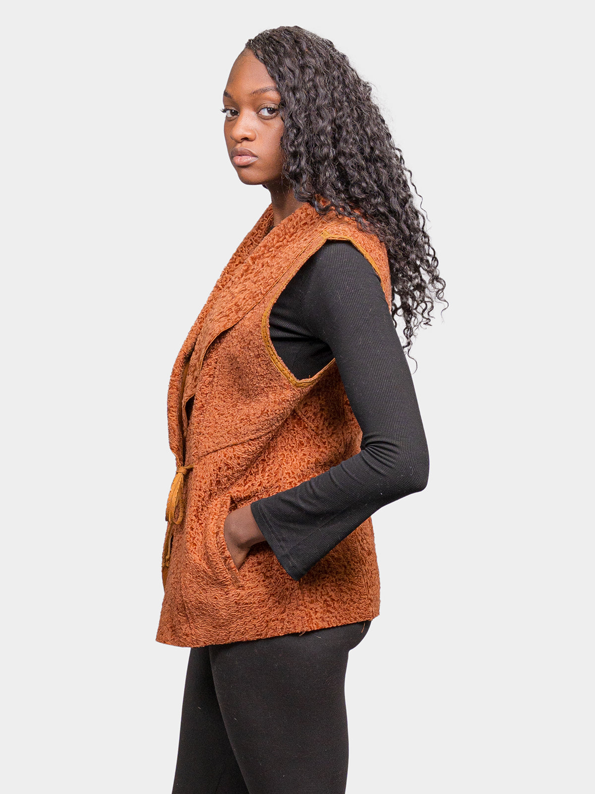 Women's Toffee Broadtail Lamb Vest