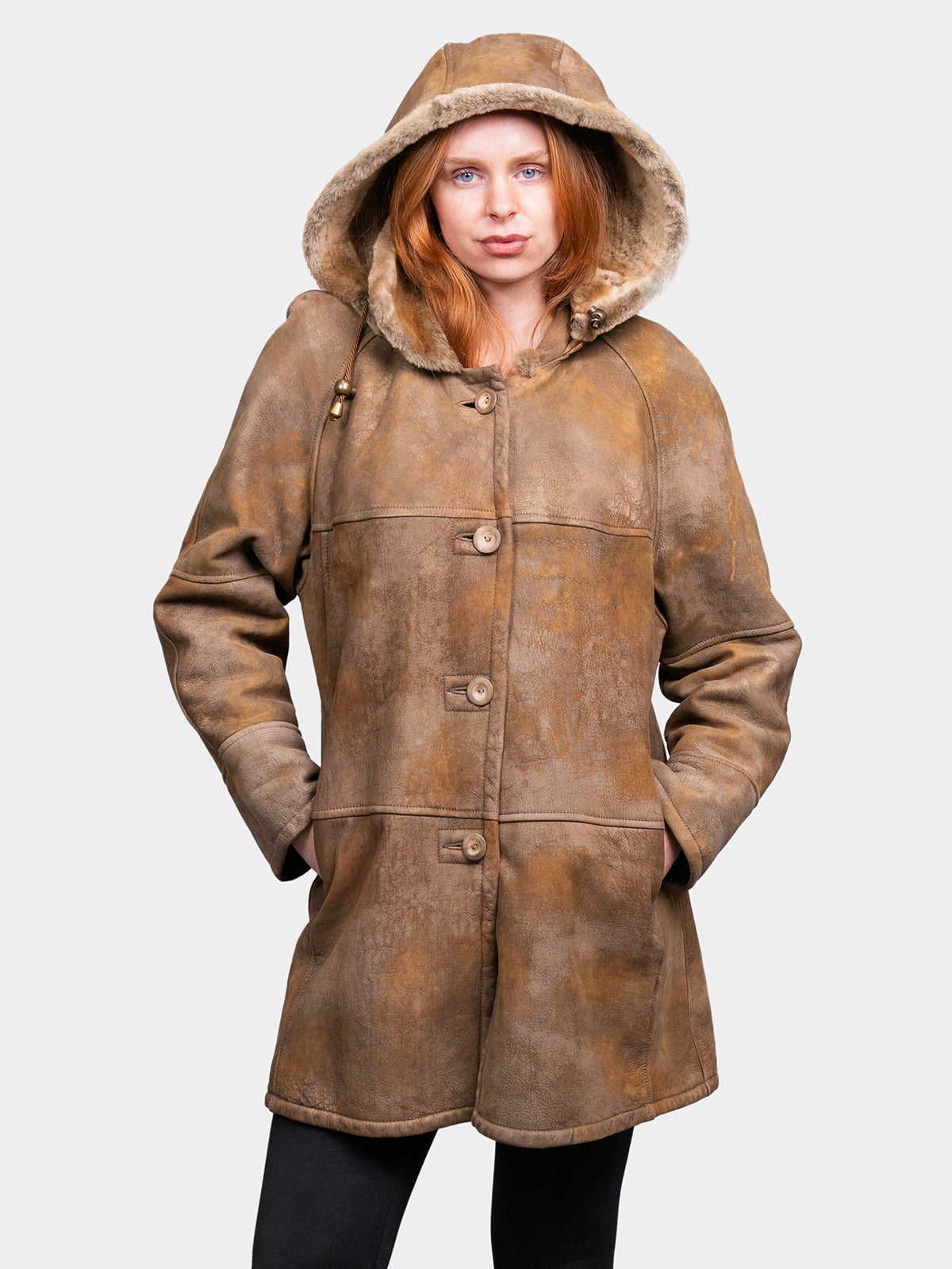 Women's Burnished Gold Merino Shearling Parka