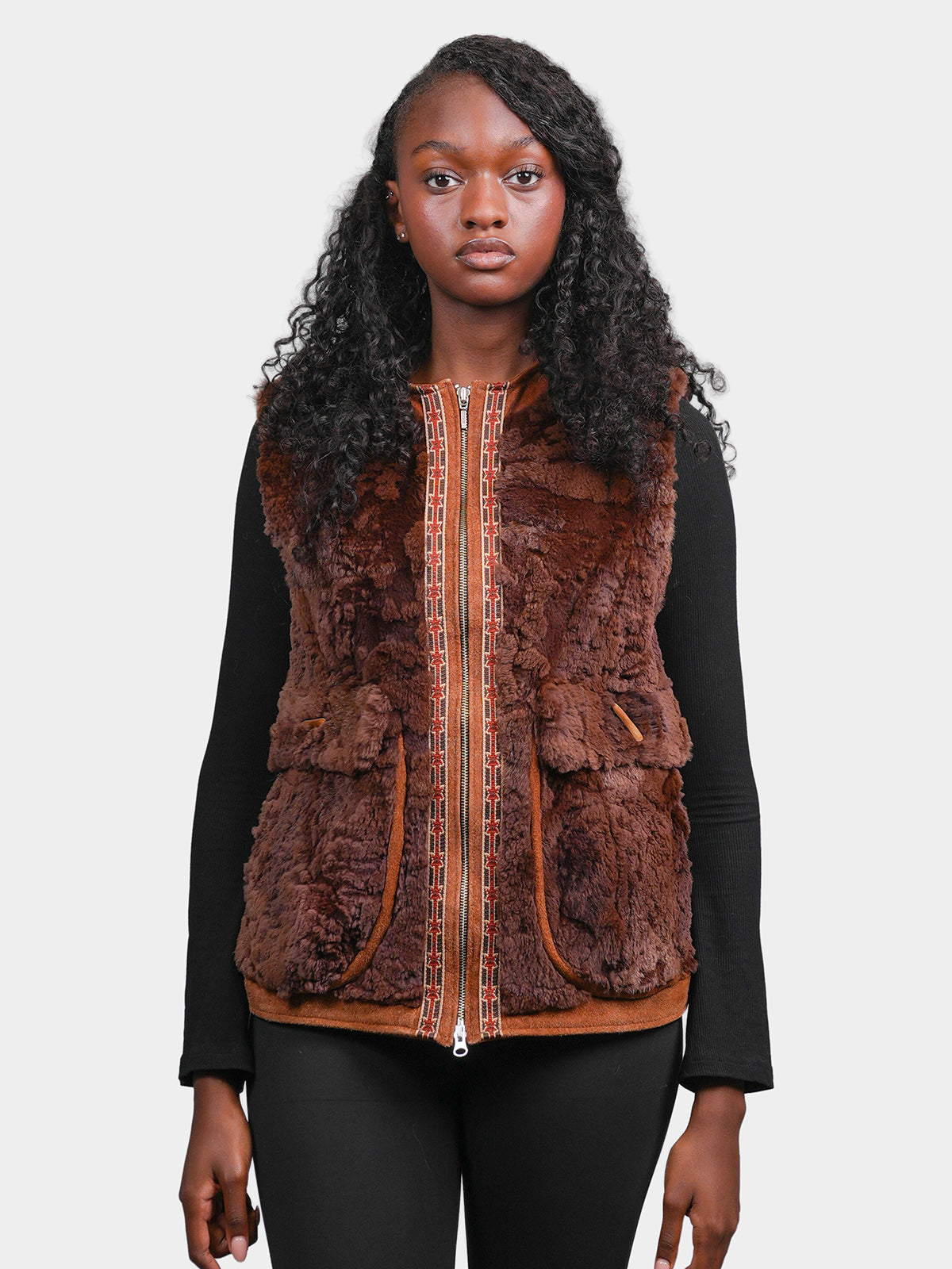 Women's Rust Sheared Muskrat Vest