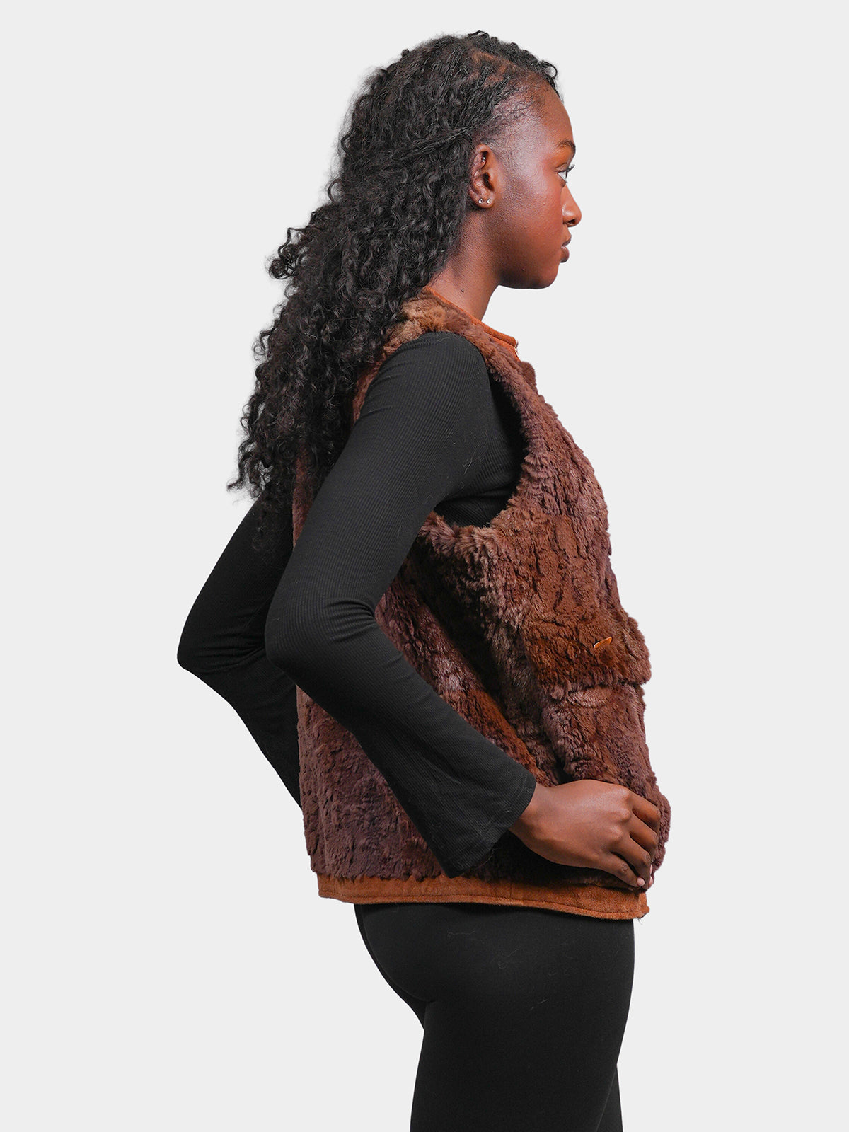 Women's Rust Sheared Muskrat Vest