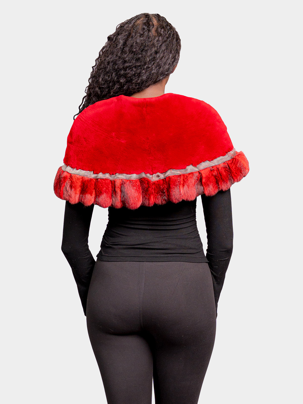 Women's Red Chinchilla Sheared Beaver Capelet