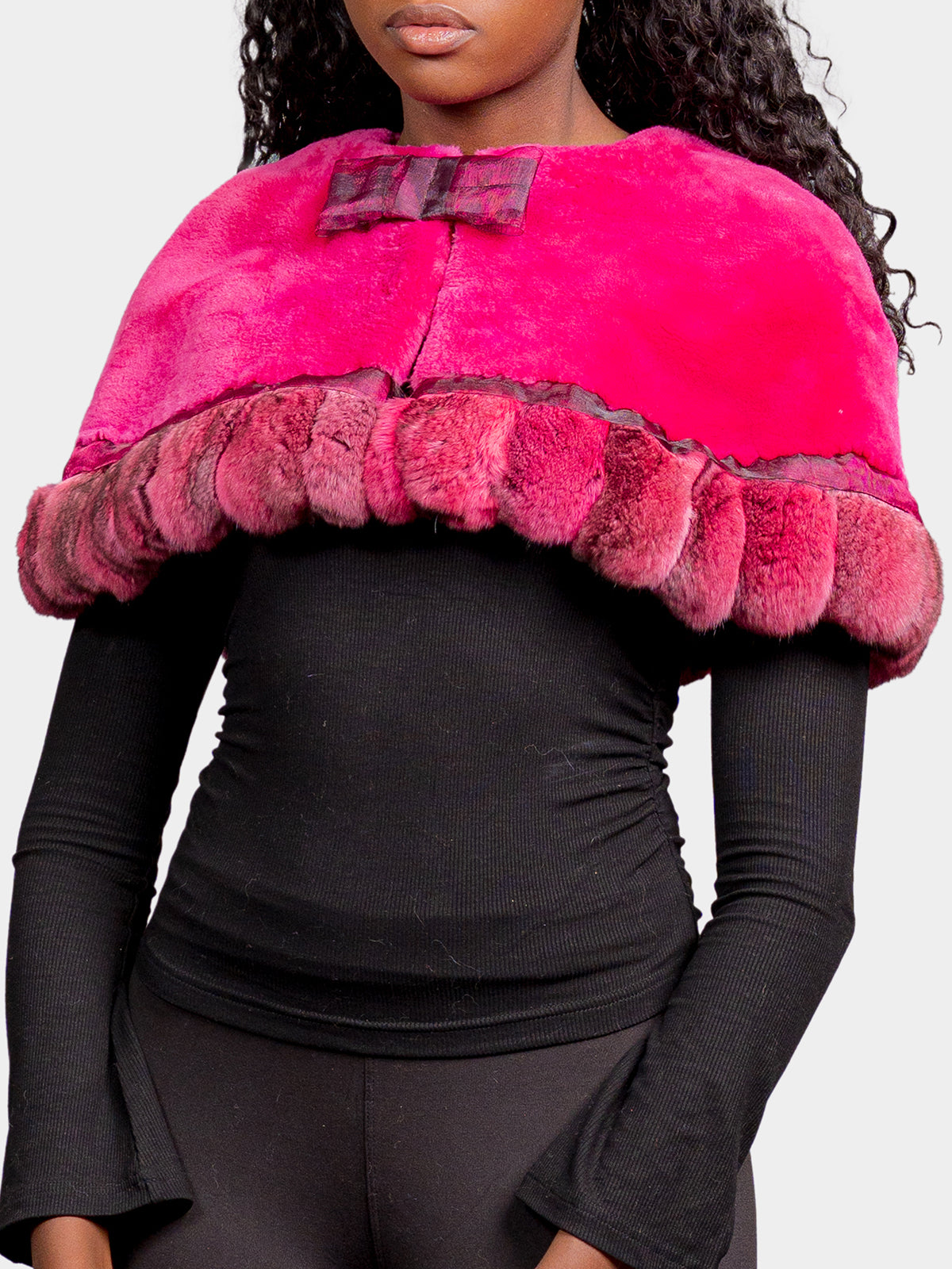 Women's Pink Chinchilla Sheared Beaver Capelet