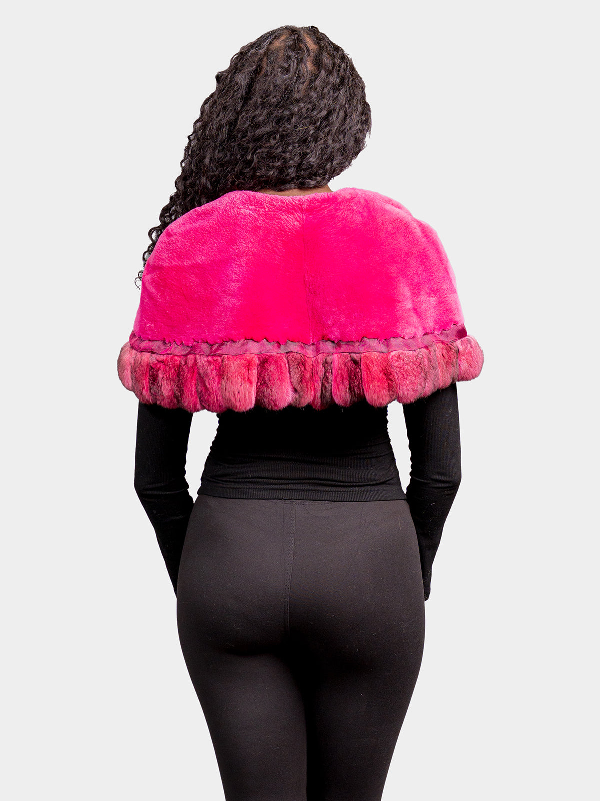 Women's Pink Chinchilla Sheared Beaver Capelet