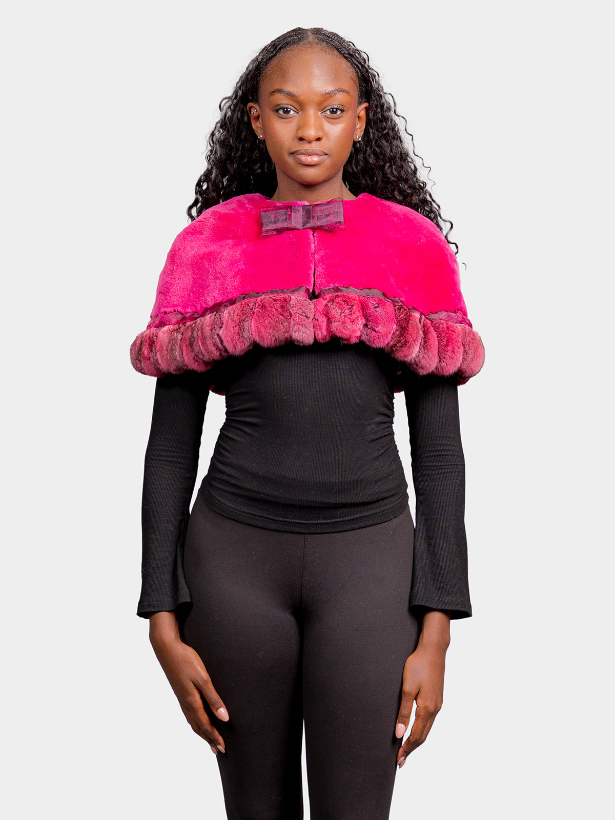 Women's Pink Chinchilla Sheared Beaver Capelet