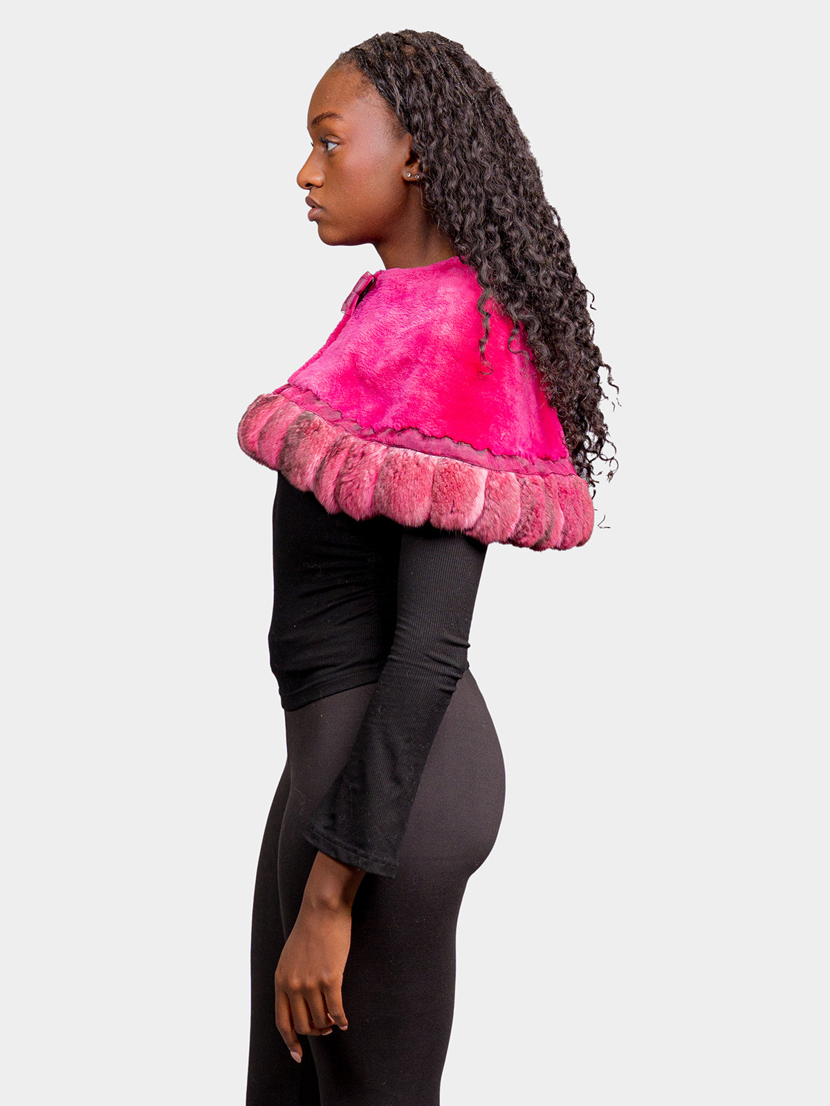 Women's Pink Chinchilla Sheared Beaver Capelet