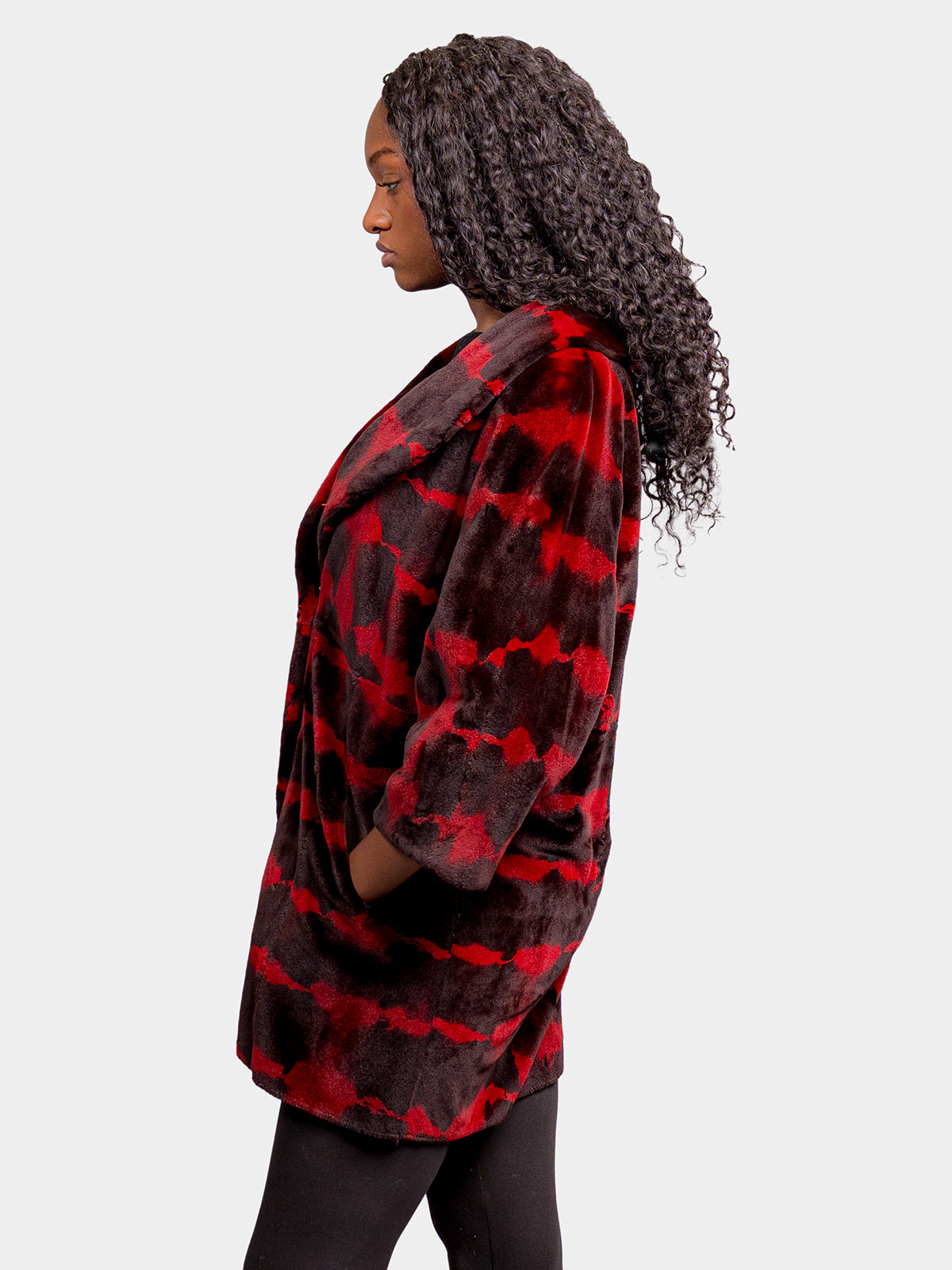 Women's Velvet Red Sheared Mink Jacket