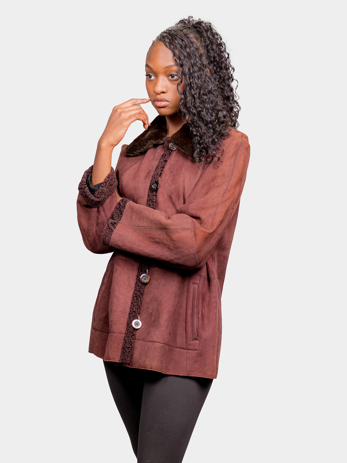 Women's Bordeaux Shearling Stroller