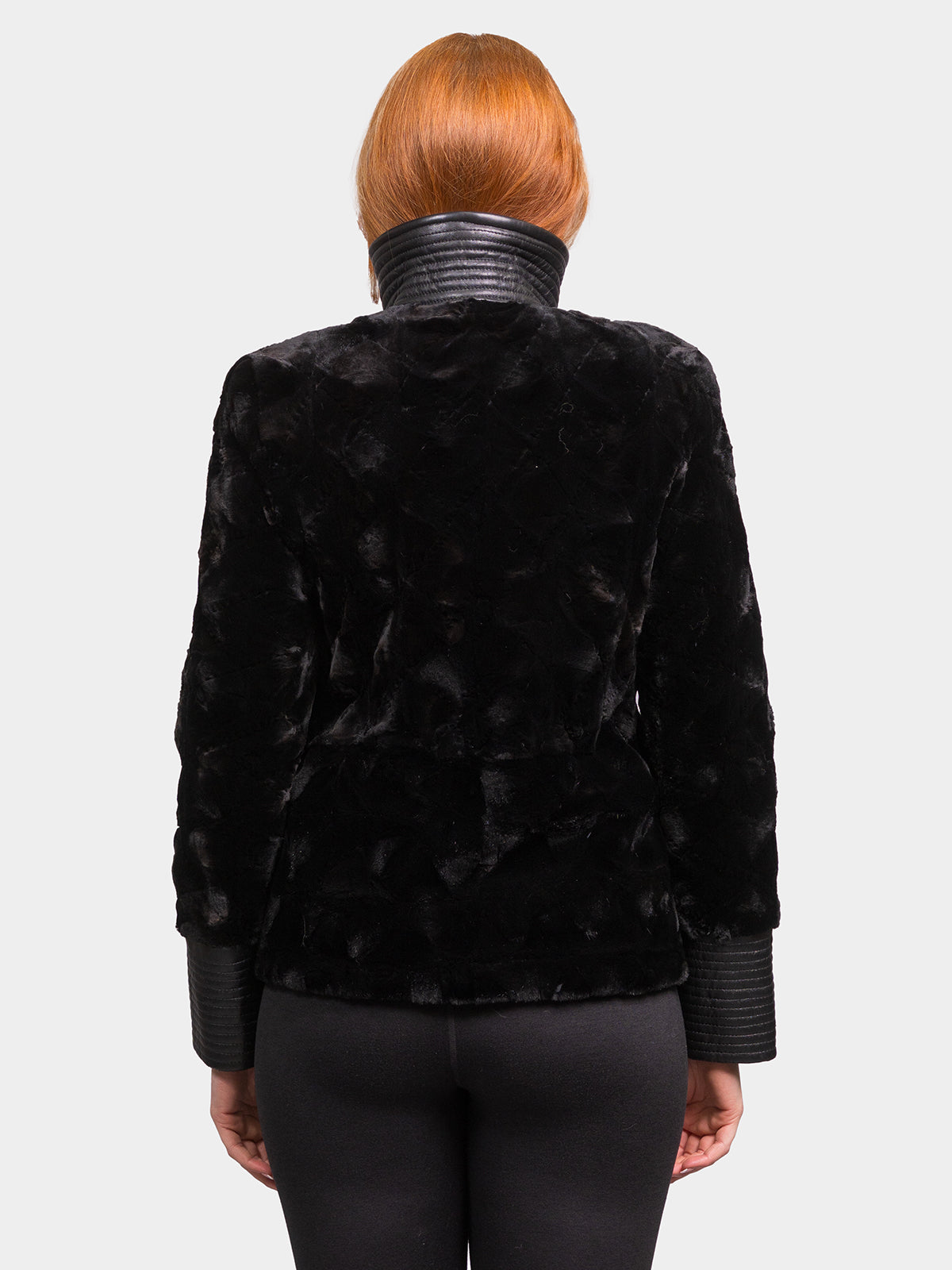 Women's Black Sculptured Sheared Mink Jacket