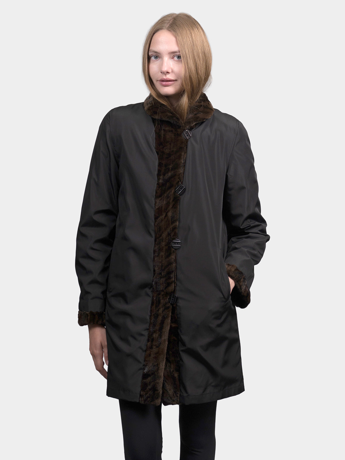 Women's Sculptured Mink Animal Print Stroller