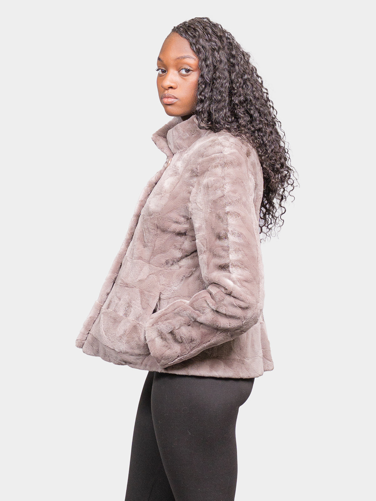 Women's Camel Sculptured Mink Jacket