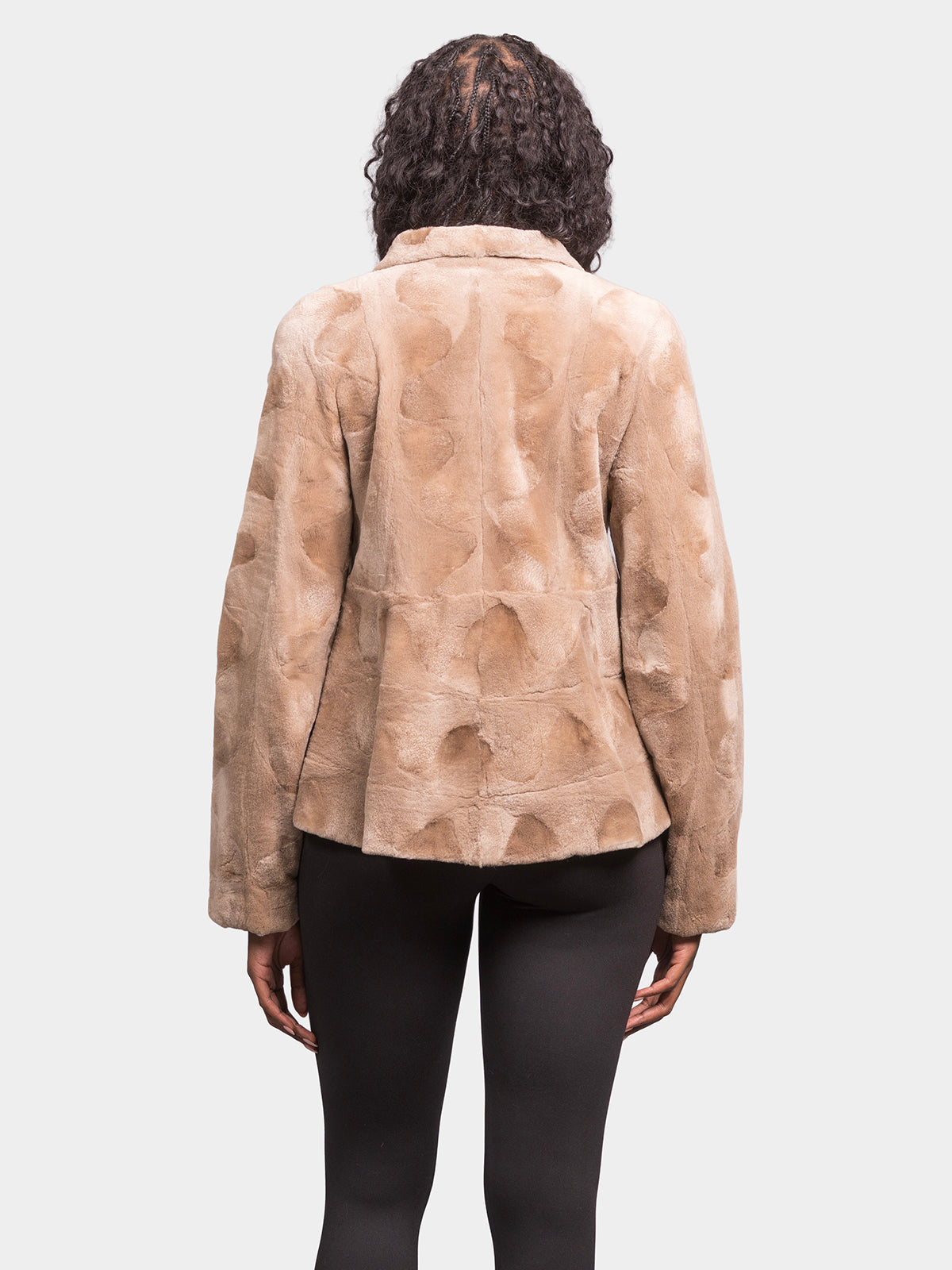 Women's Camel Sculptured Mink Jacket