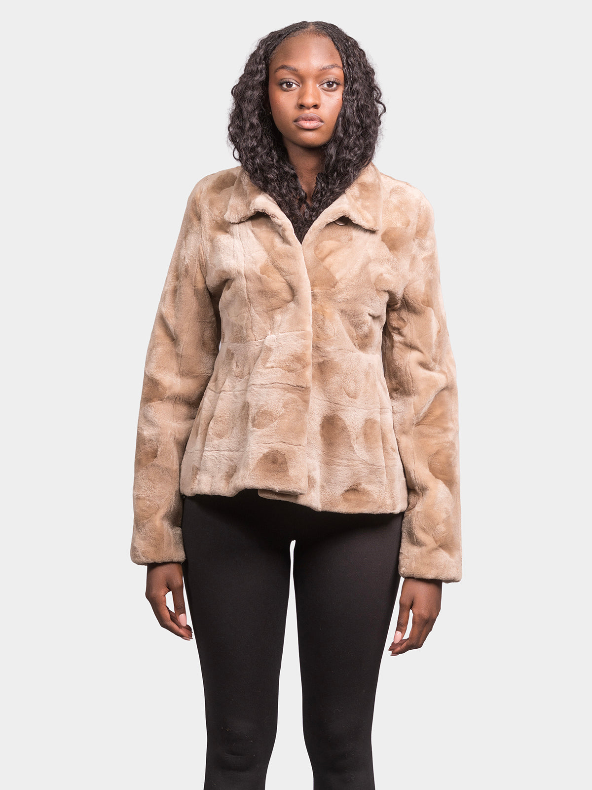 Women's Camel Sculptured Mink Jacket