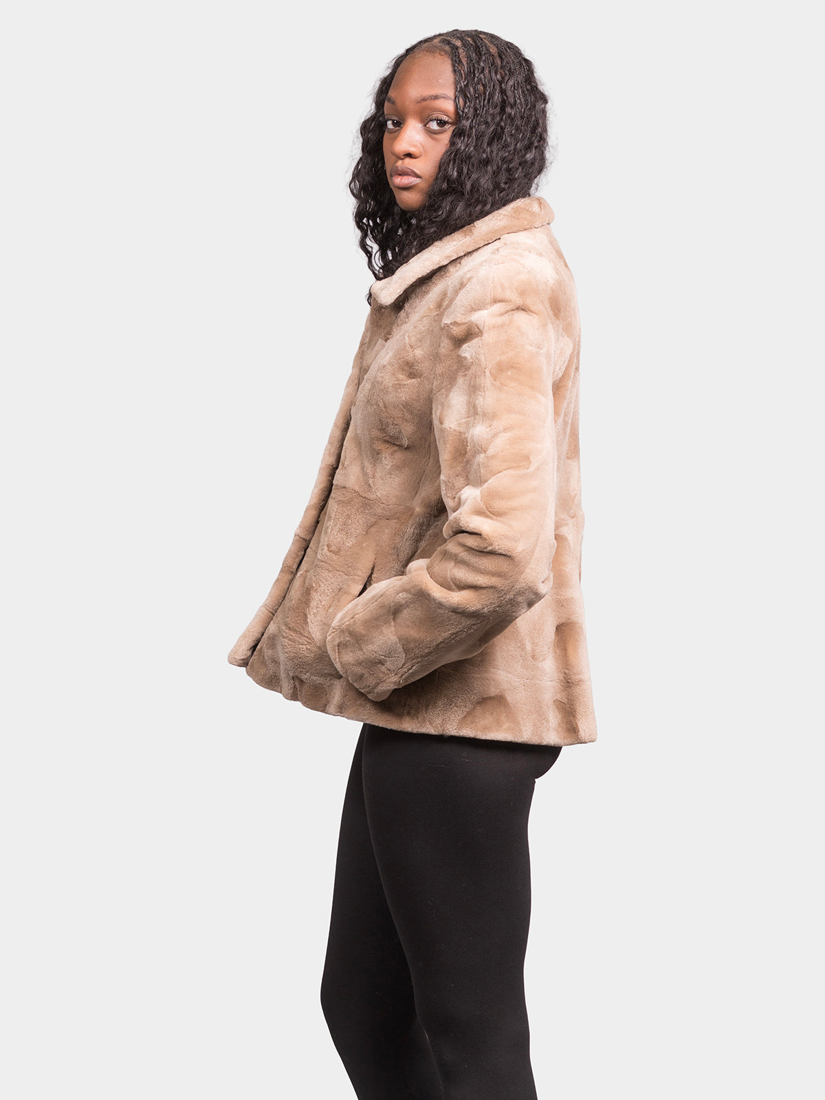 Women's Camel Sculptured Mink Jacket