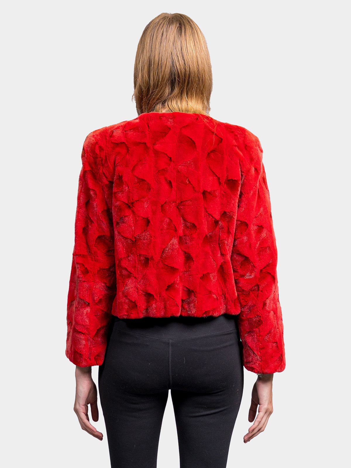 Women's Red Sheared Mink Ovals Jacket