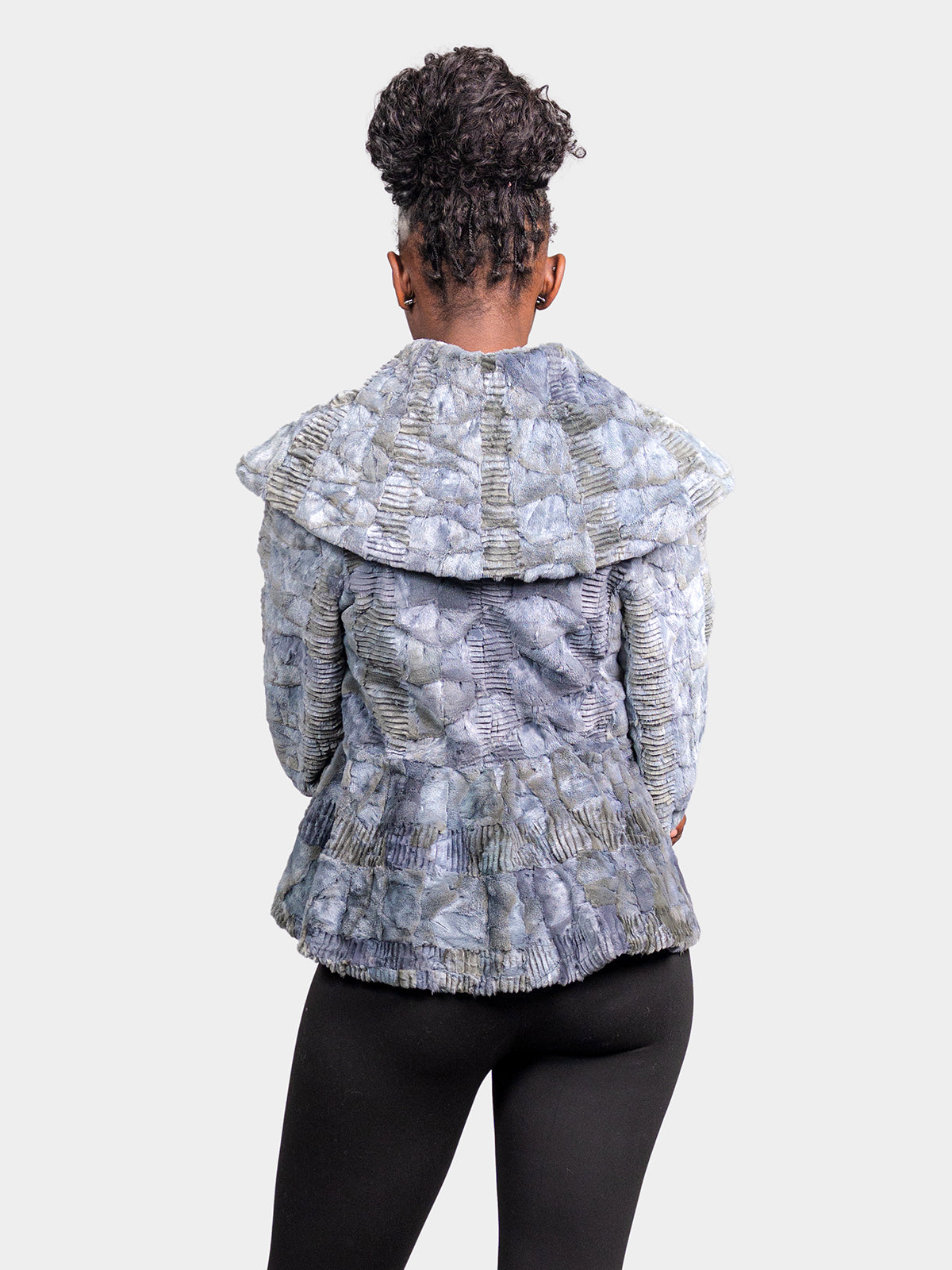 Women's Sky Blue Sculptured Mink Jacket