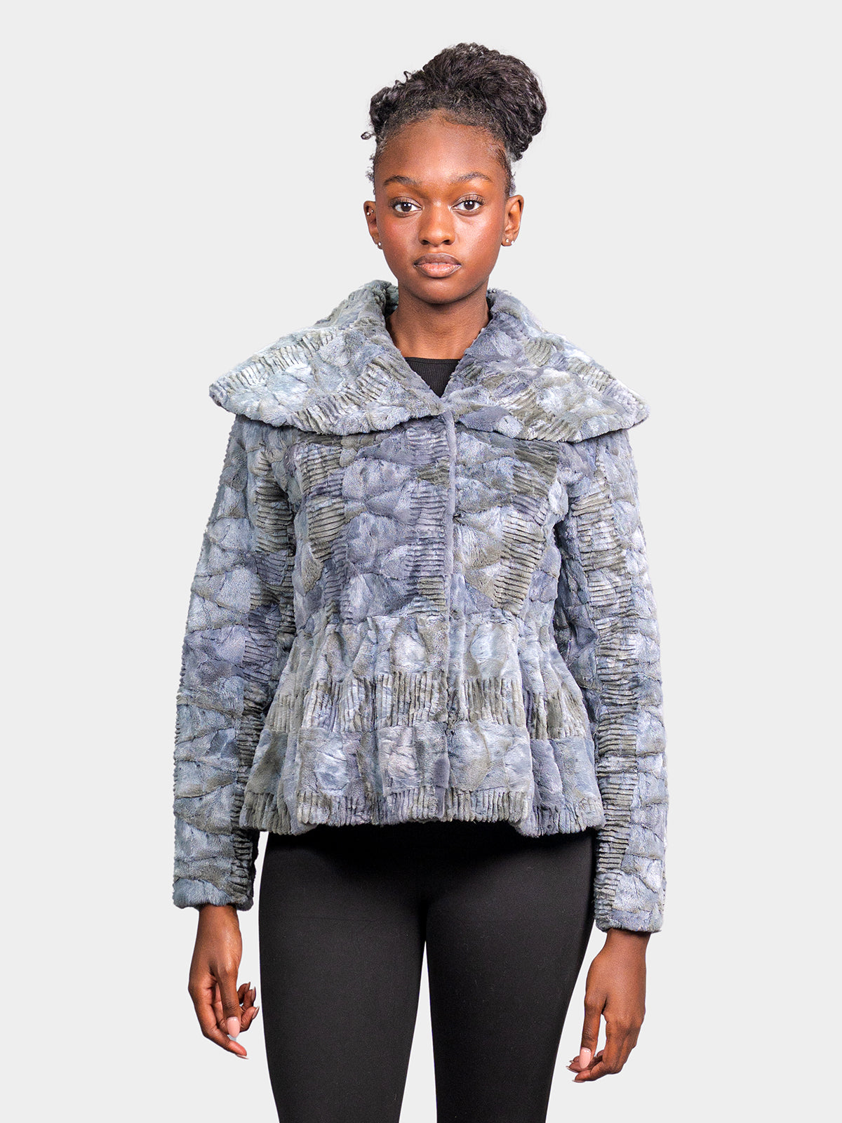 Women's Sky Blue Sculptured Mink Jacket