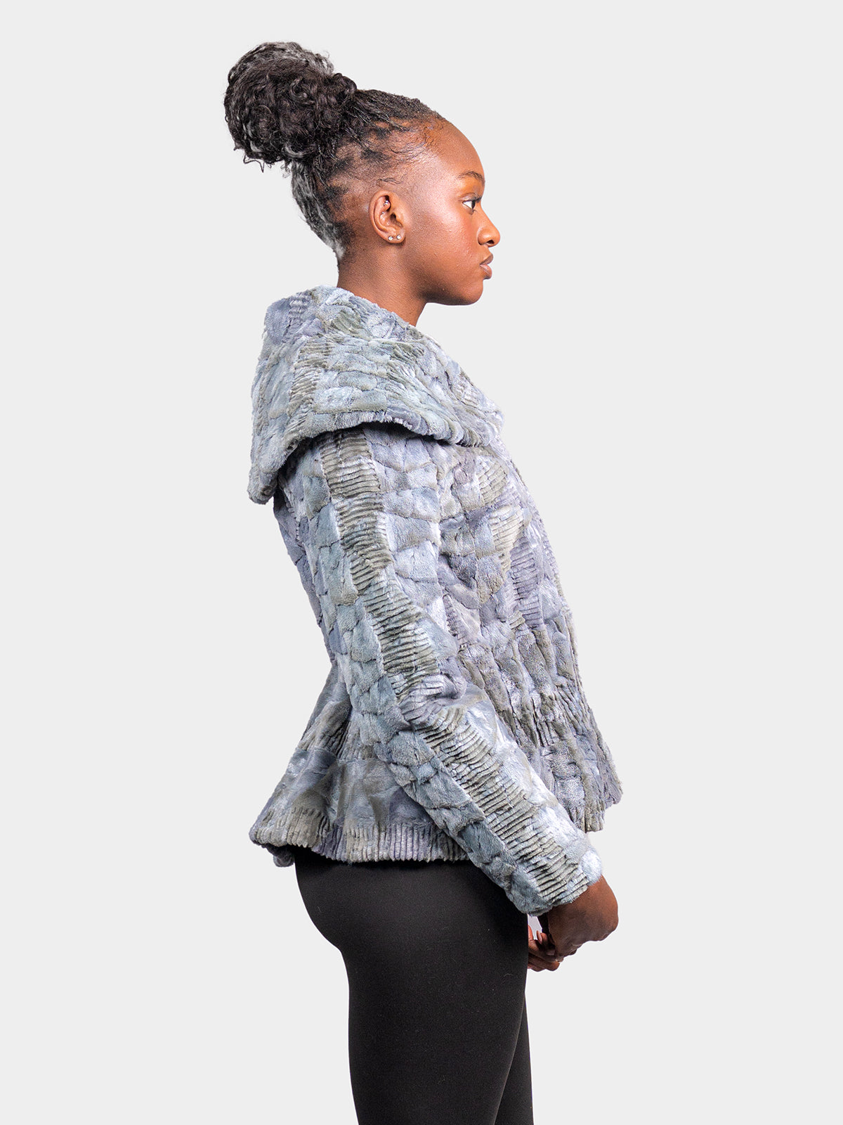 Women's Sky Blue Sculptured Mink Jacket