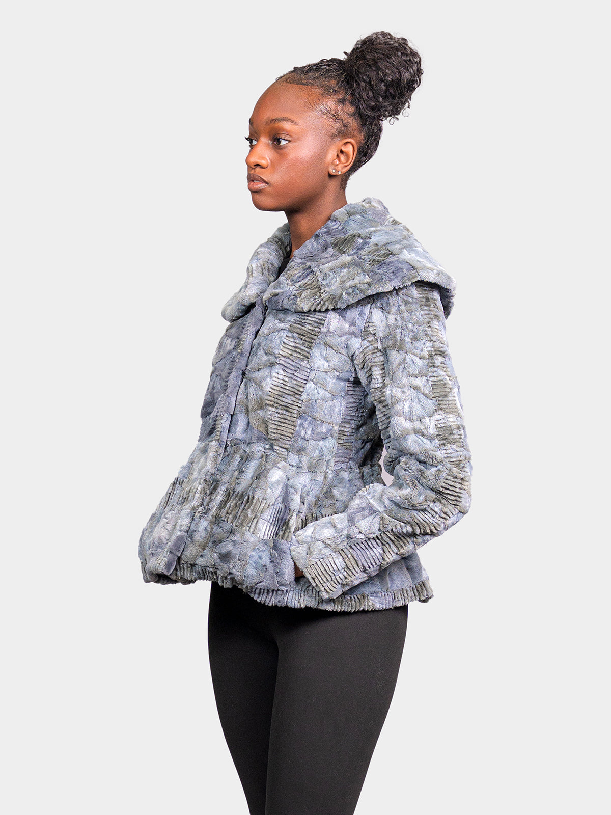 Women's Sky Blue Sculptured Mink Jacket