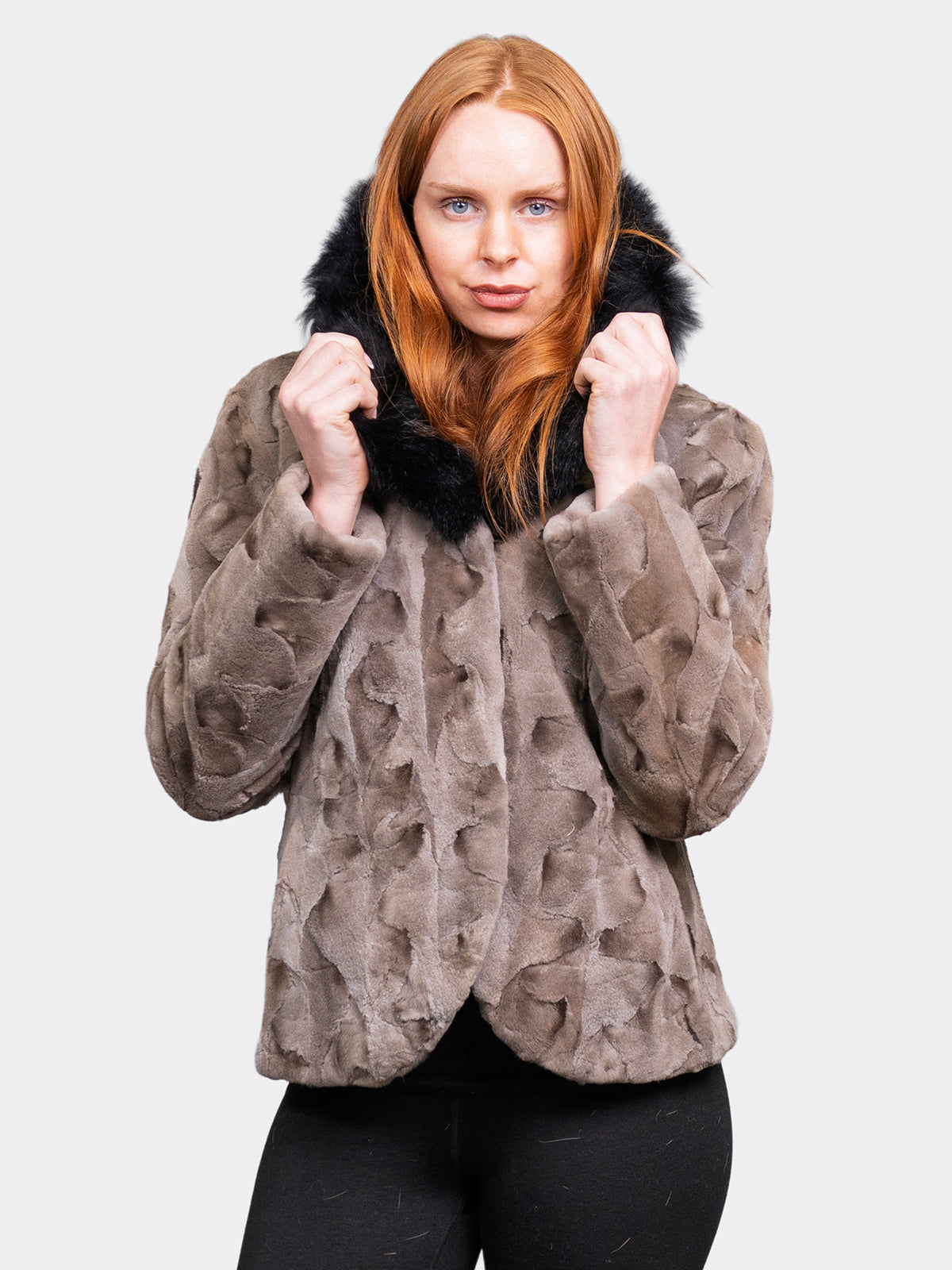 Women's Blue Iris Sculptured Sheared Mink Jacket