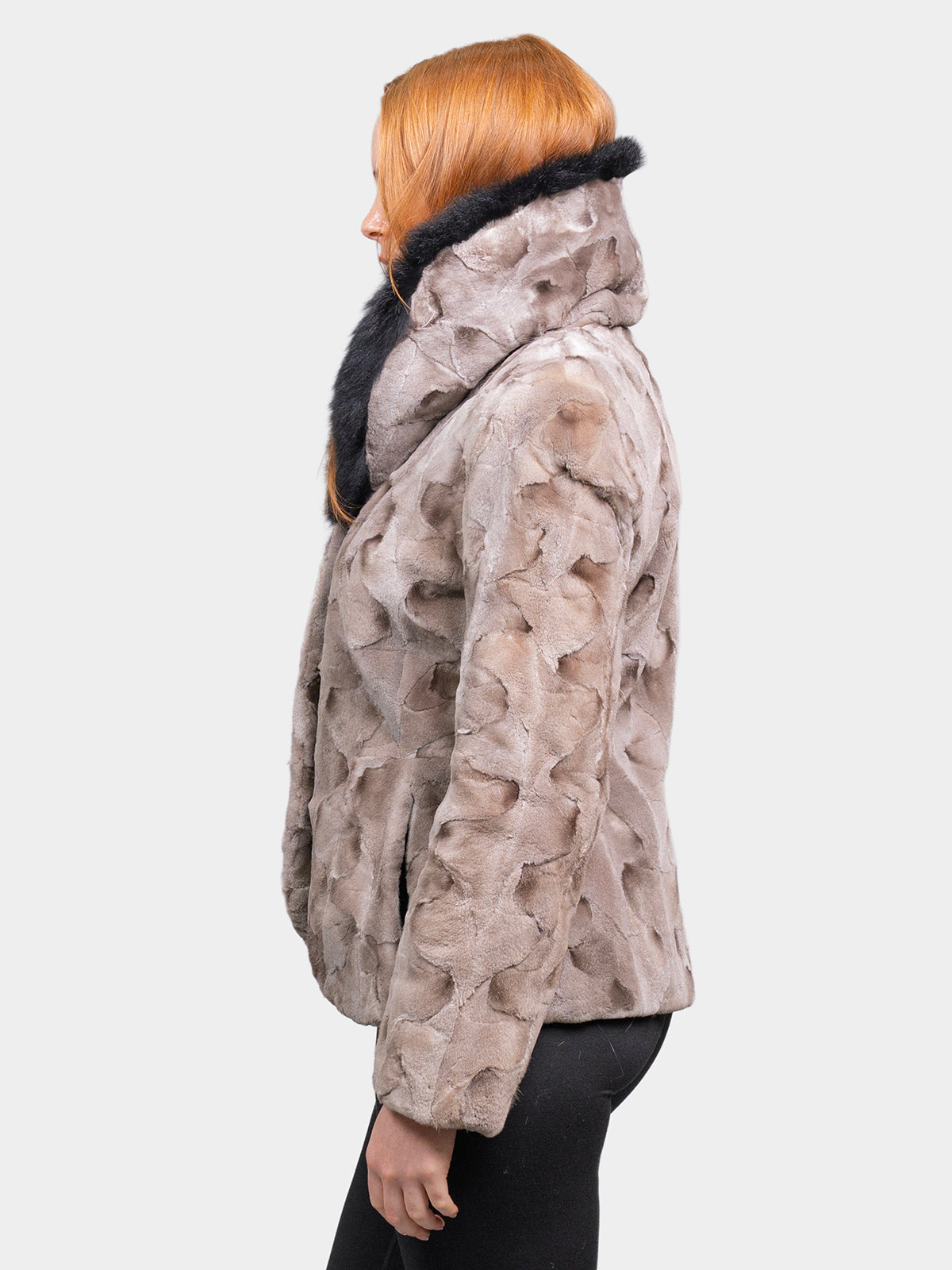 Women's Blue Iris Sculptured Sheared Mink Jacket