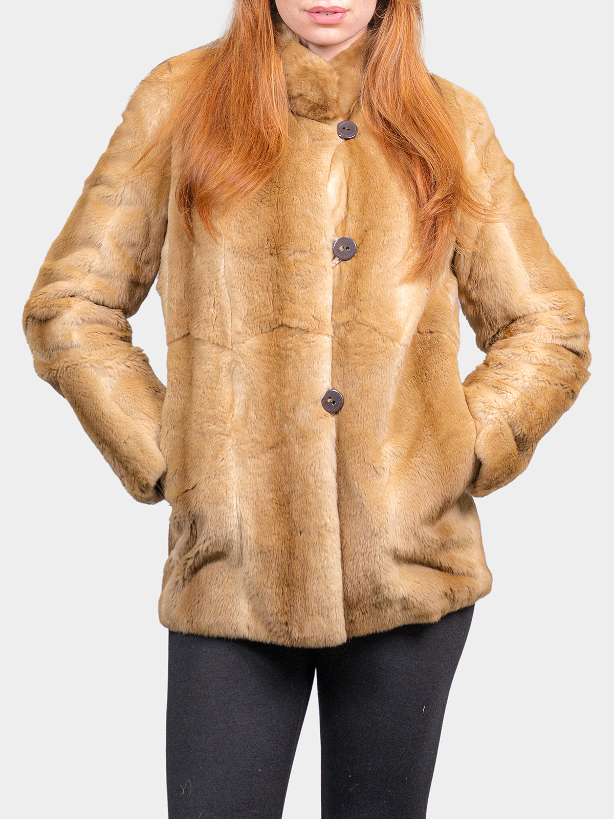 Women's Printed Gold Sheared Mink Jacket