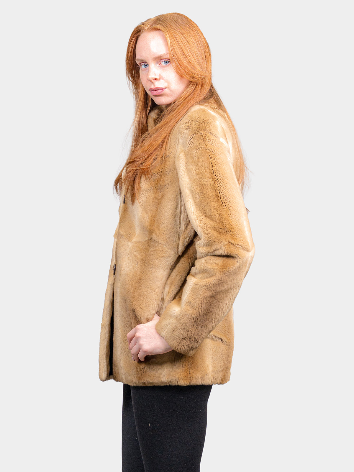 Women's Printed Gold Sheared Mink Jacket