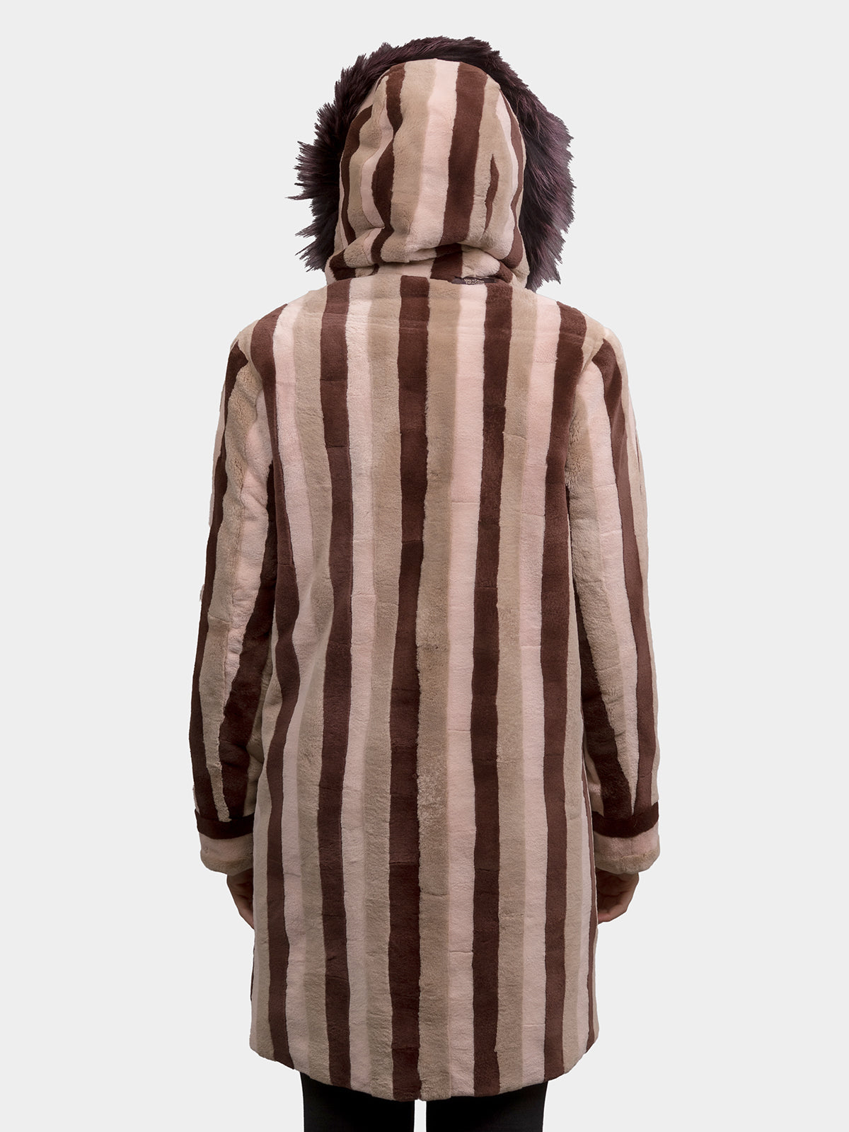 Women's Reversible Striped Neopolitan Sheared Mink Parka
